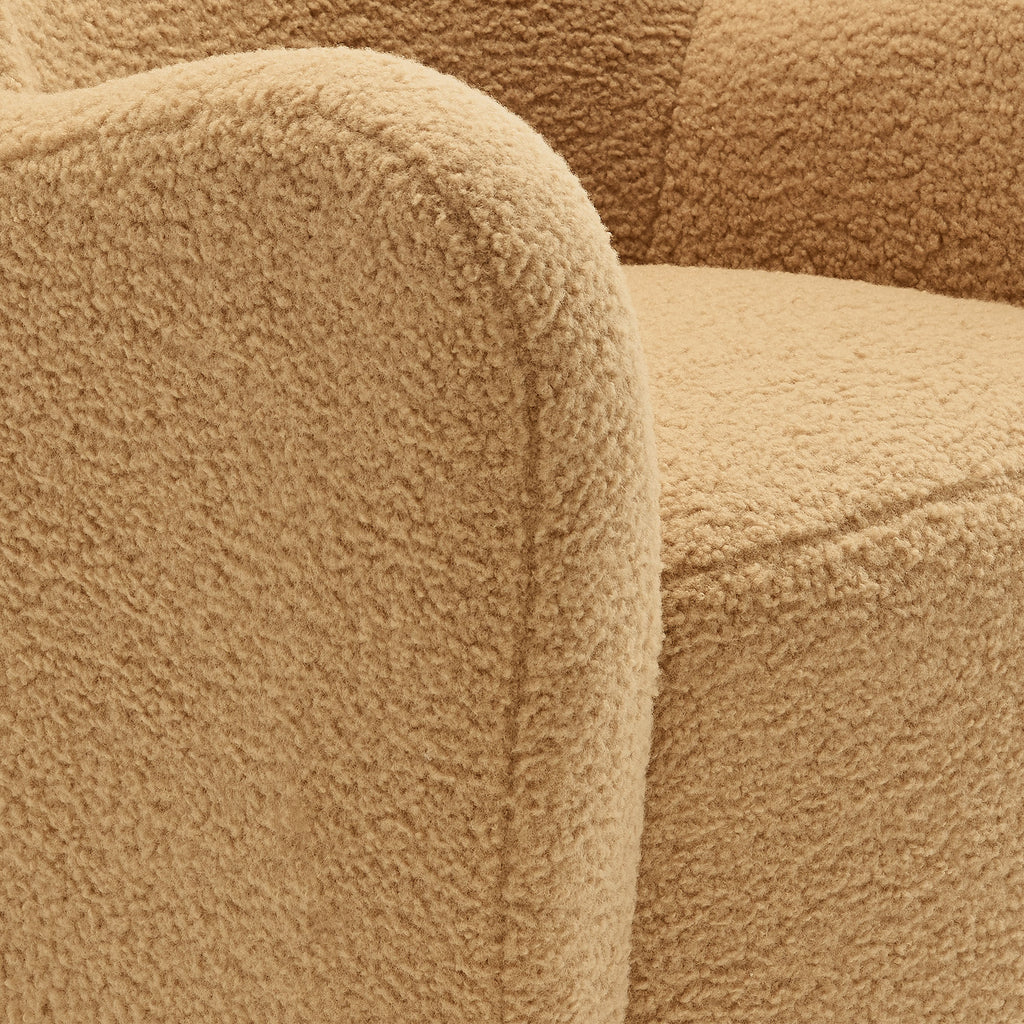 Montrose Wingback Sherpa Swivel Accent Chair - Camel Walnut