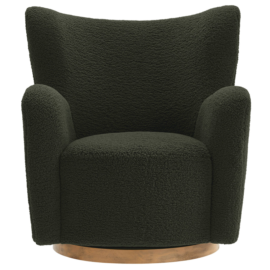 Montrose Wingback Sherpa Swivel Accent Chair - Fern Walnut