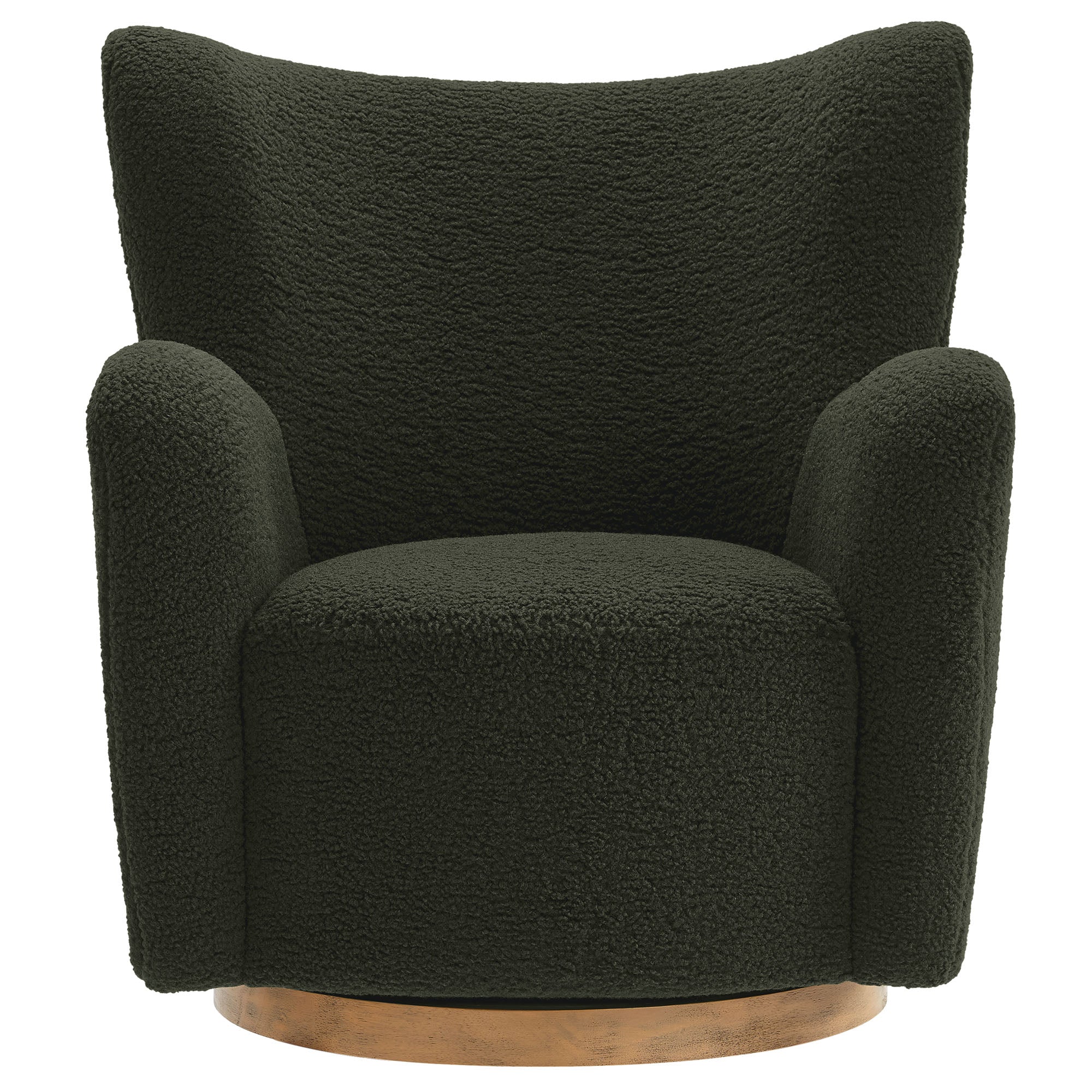 Montrose Wingback Sherpa Swivel Accent Chair - Fern Walnut