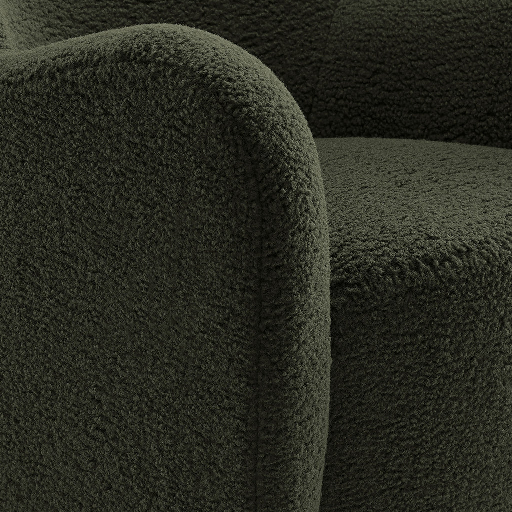 Montrose Wingback Sherpa Swivel Accent Chair - Fern Walnut