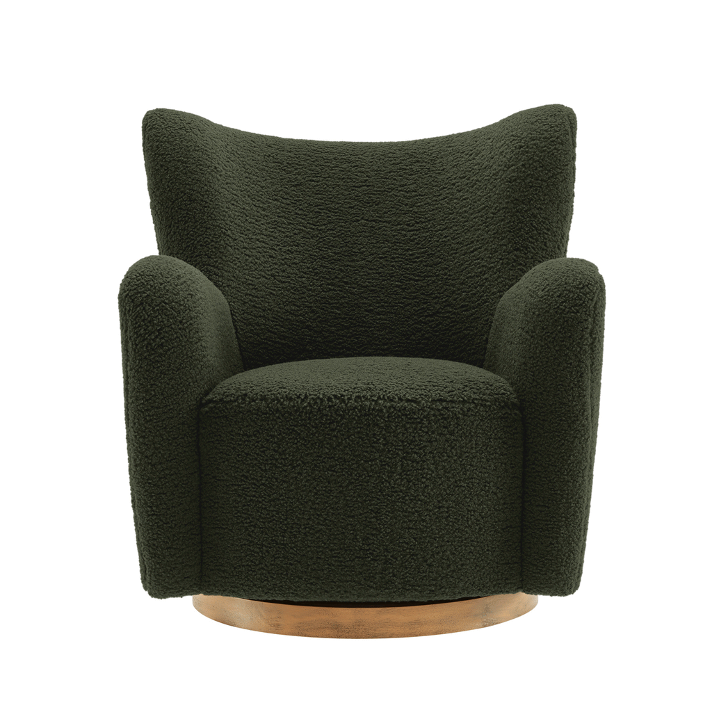 Montrose Wingback Sherpa Swivel Accent Chair - Fern Walnut
