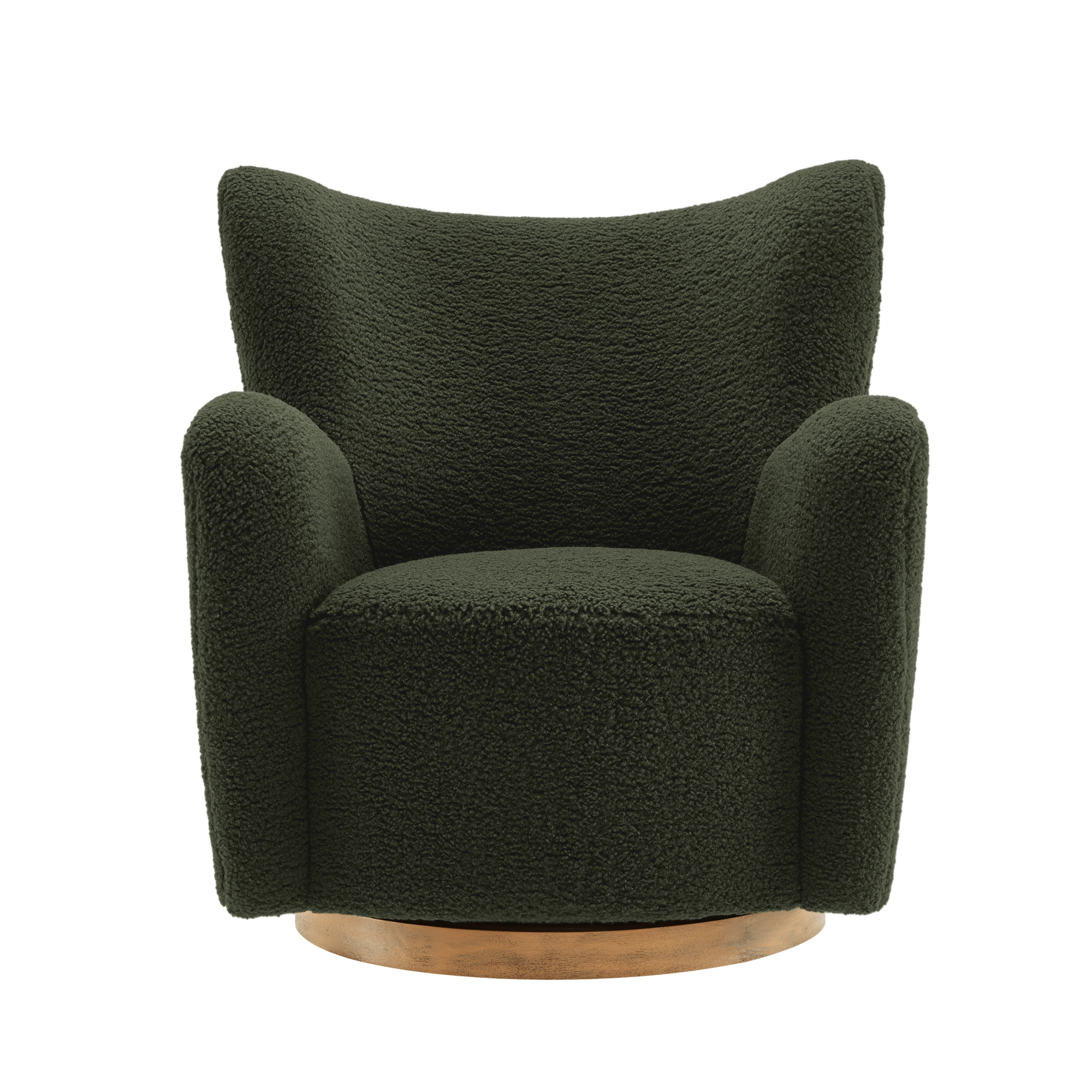 Montrose Wingback Sherpa Swivel Accent Chair - Fern Walnut