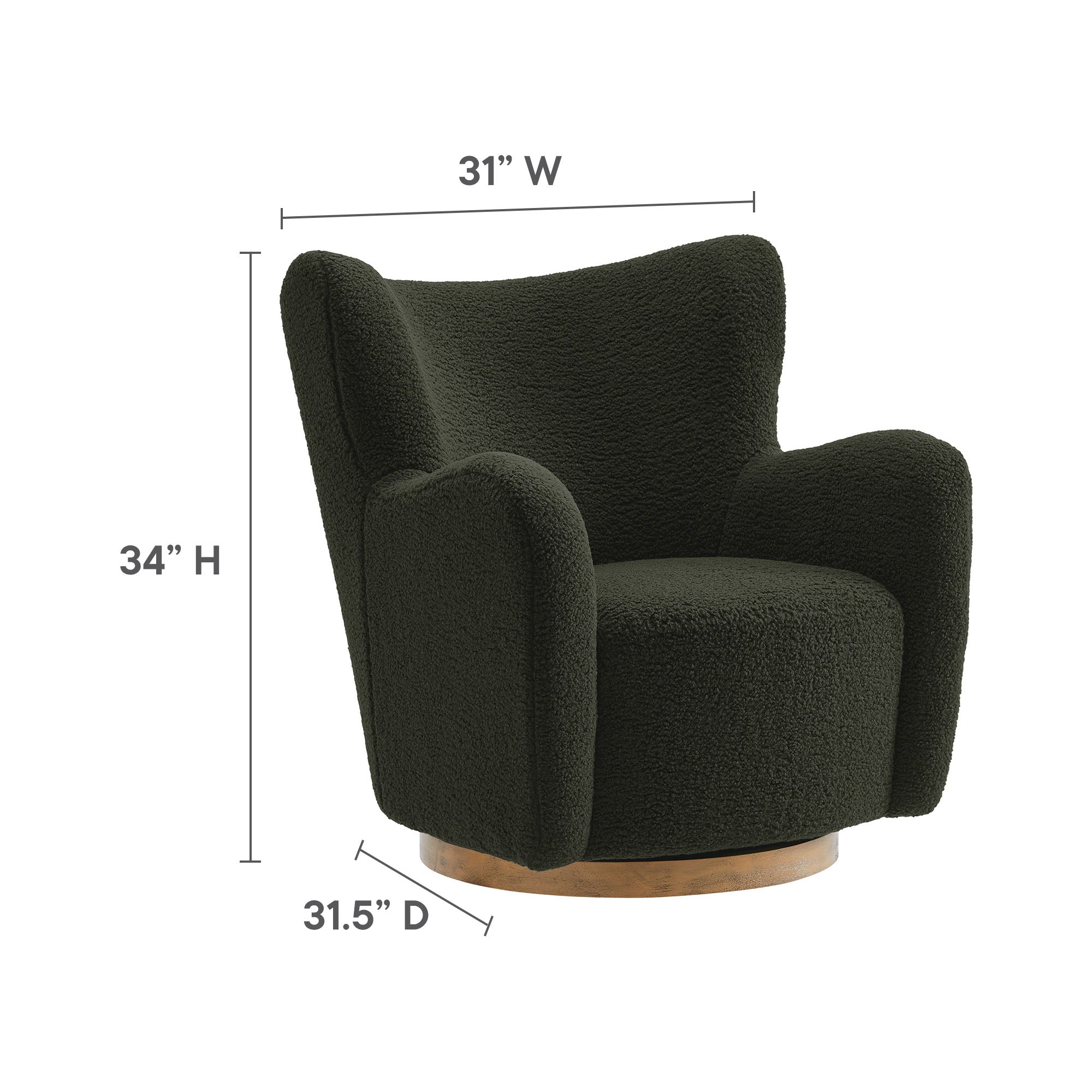 Montrose Wingback Sherpa Swivel Accent Chair - Fern Walnut