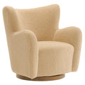 Montrose Wingback Sherpa Swivel Accent Chair - Ivory Walnut