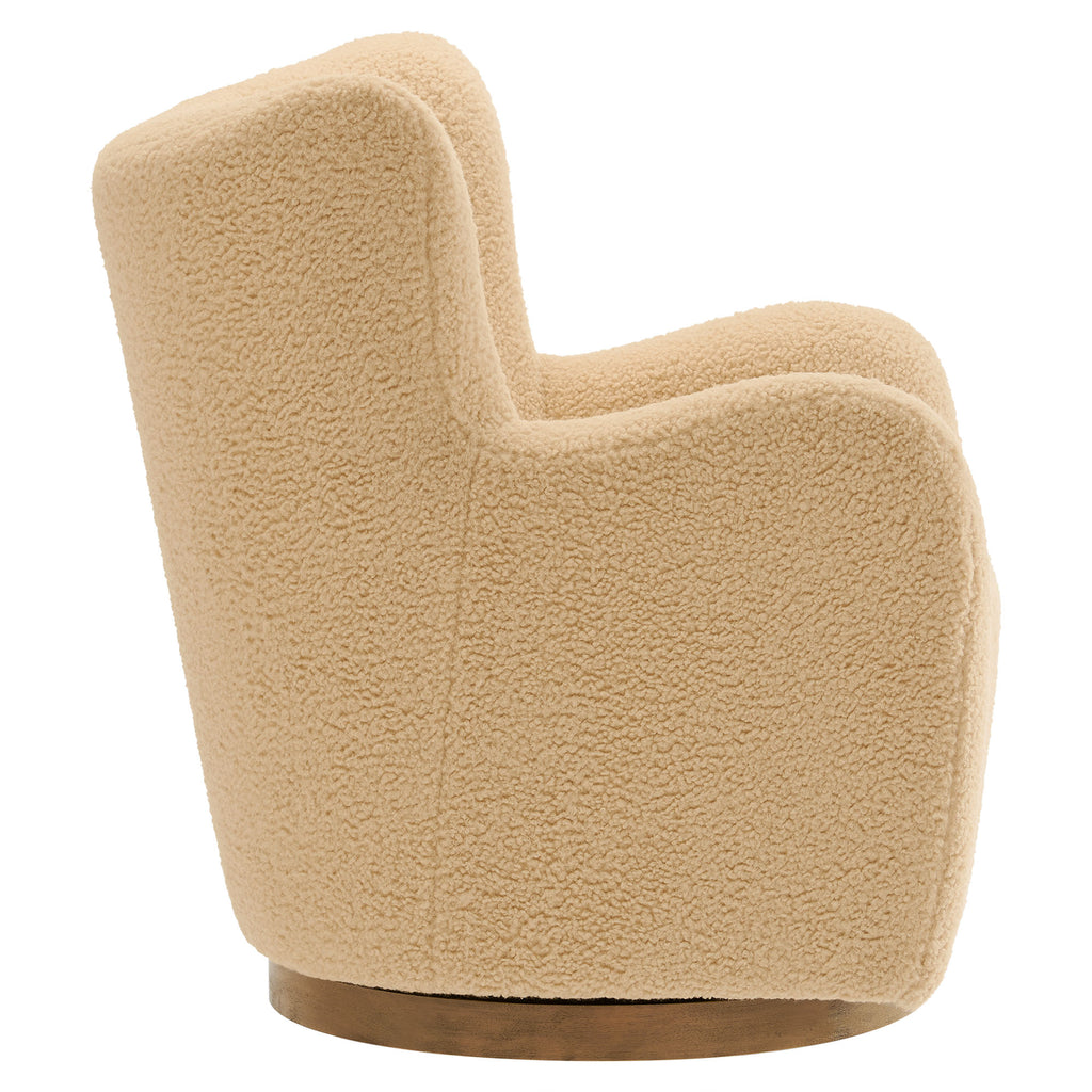 Montrose Wingback Sherpa Swivel Accent Chair - Ivory Walnut