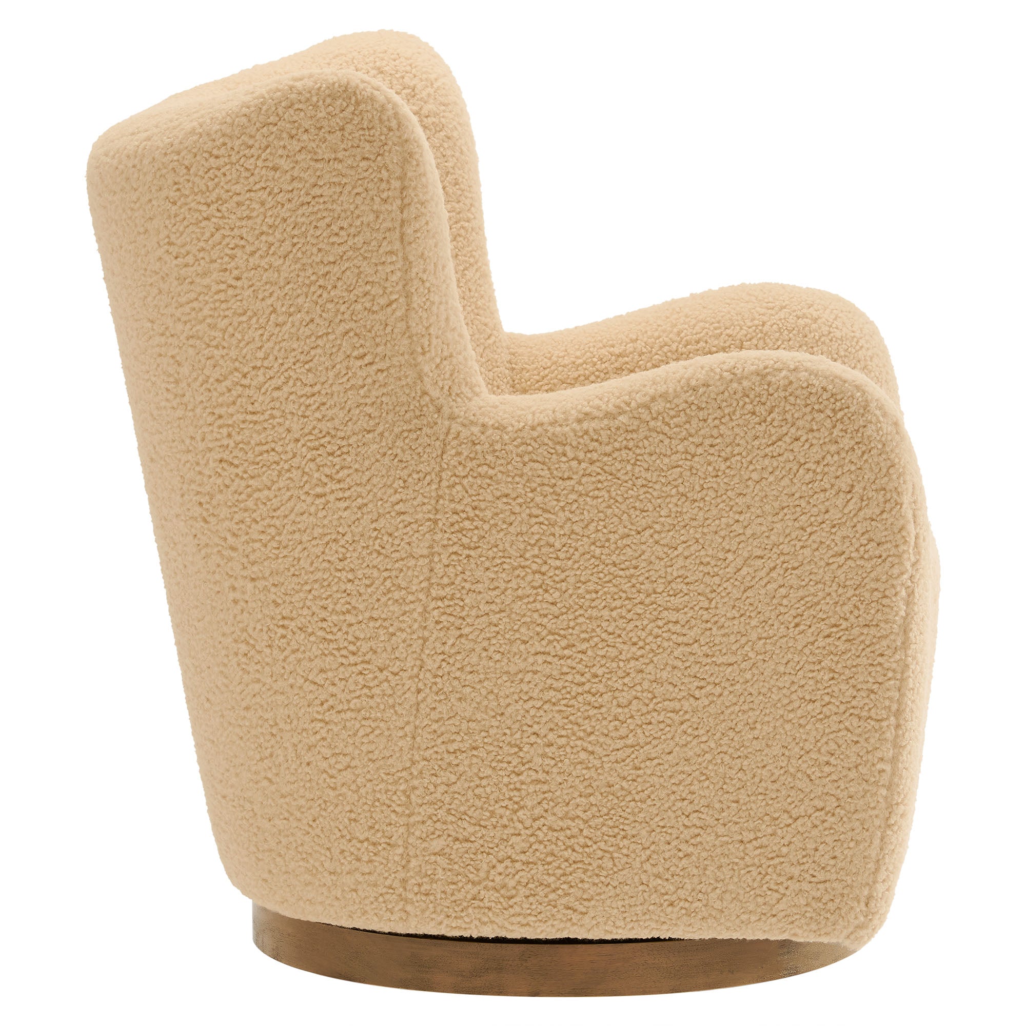 Montrose Wingback Sherpa Swivel Accent Chair - Ivory Walnut