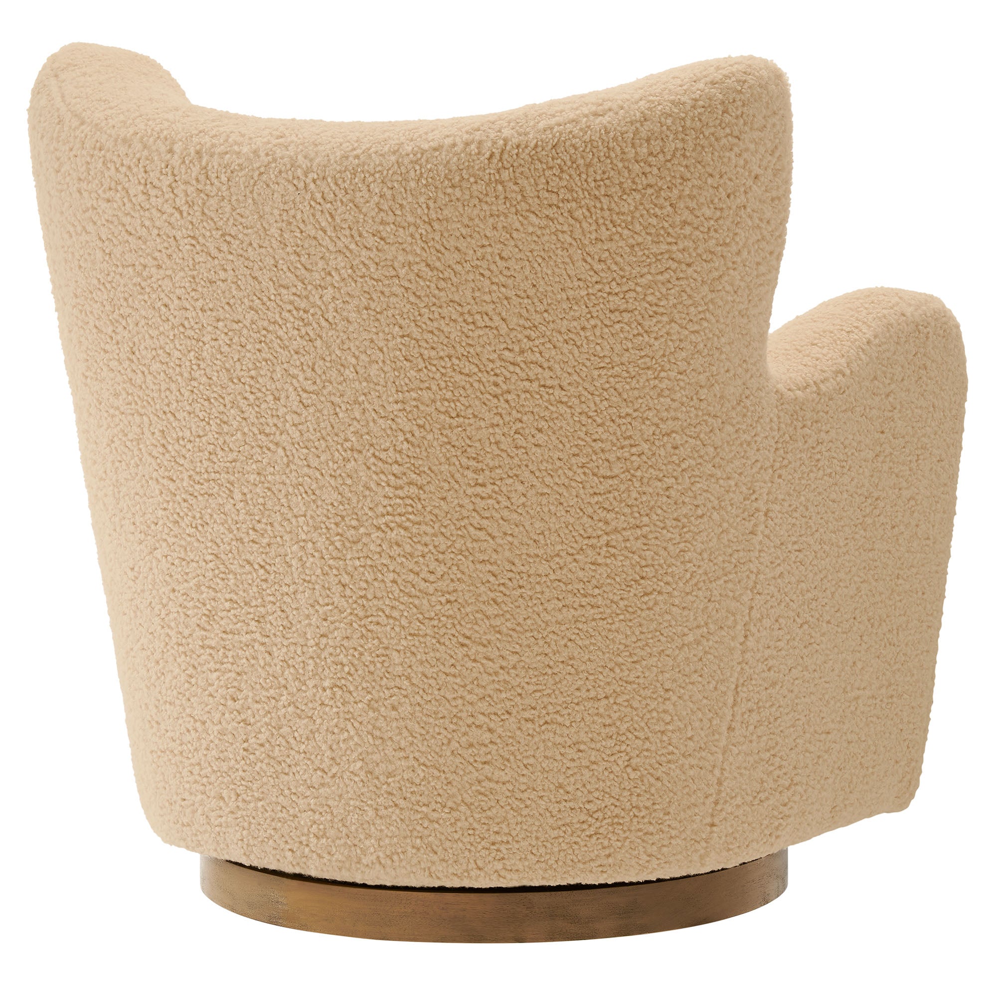 Montrose Wingback Sherpa Swivel Accent Chair - Ivory Walnut