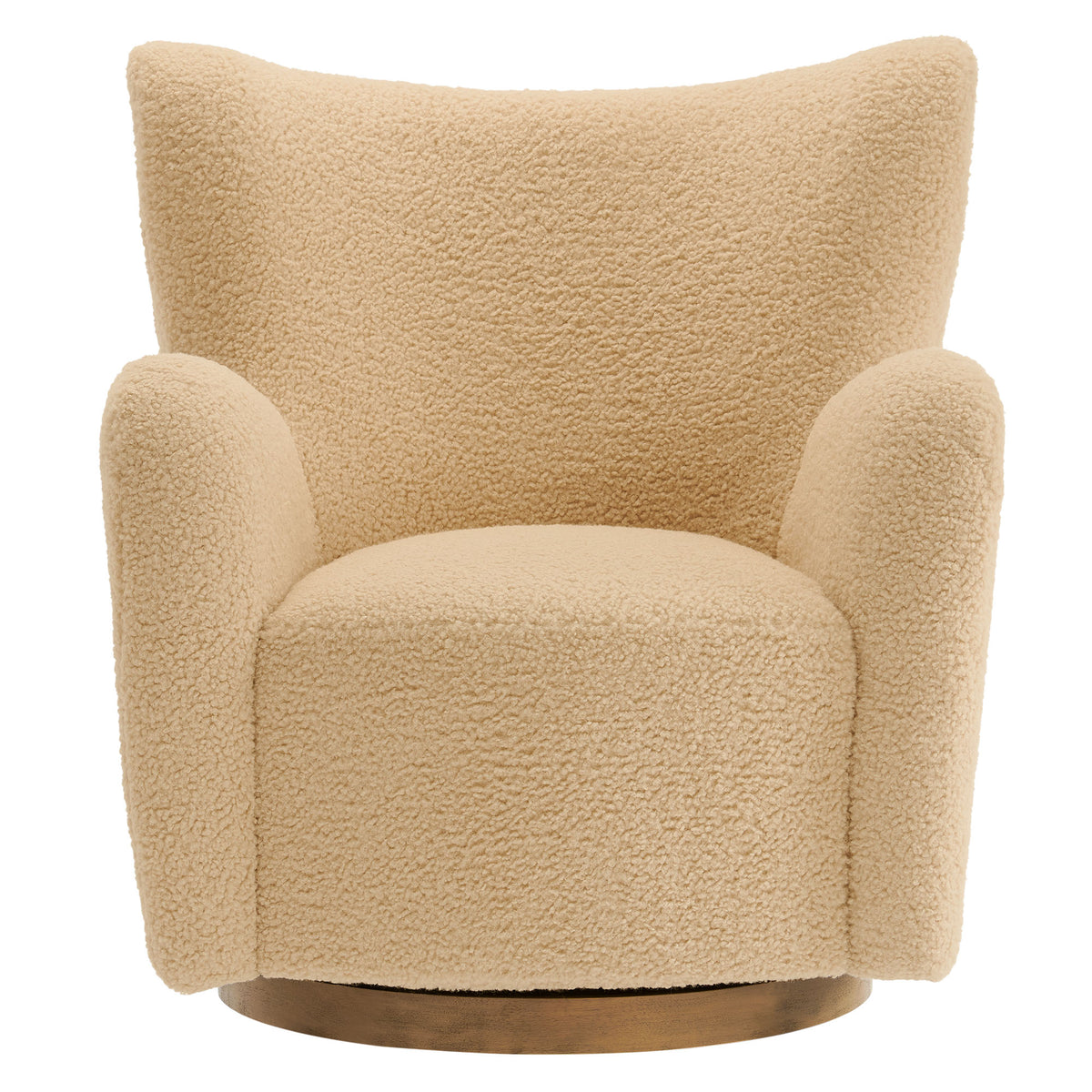 Montrose Wingback Sherpa Swivel Accent Chair - Ivory Walnut