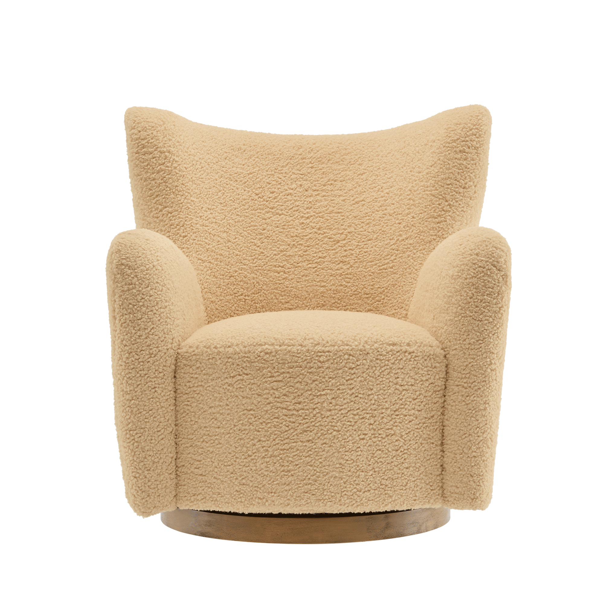 Montrose Wingback Sherpa Swivel Accent Chair - Ivory Walnut