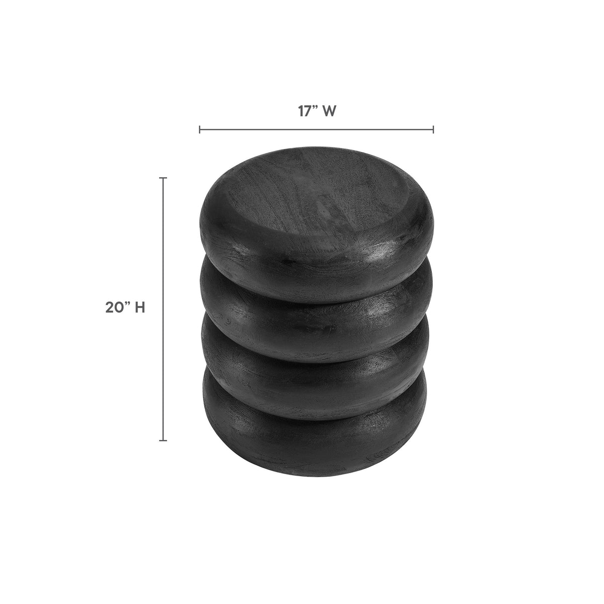 Ellery Round Stacked Wood Side Table - Wirebrush Black