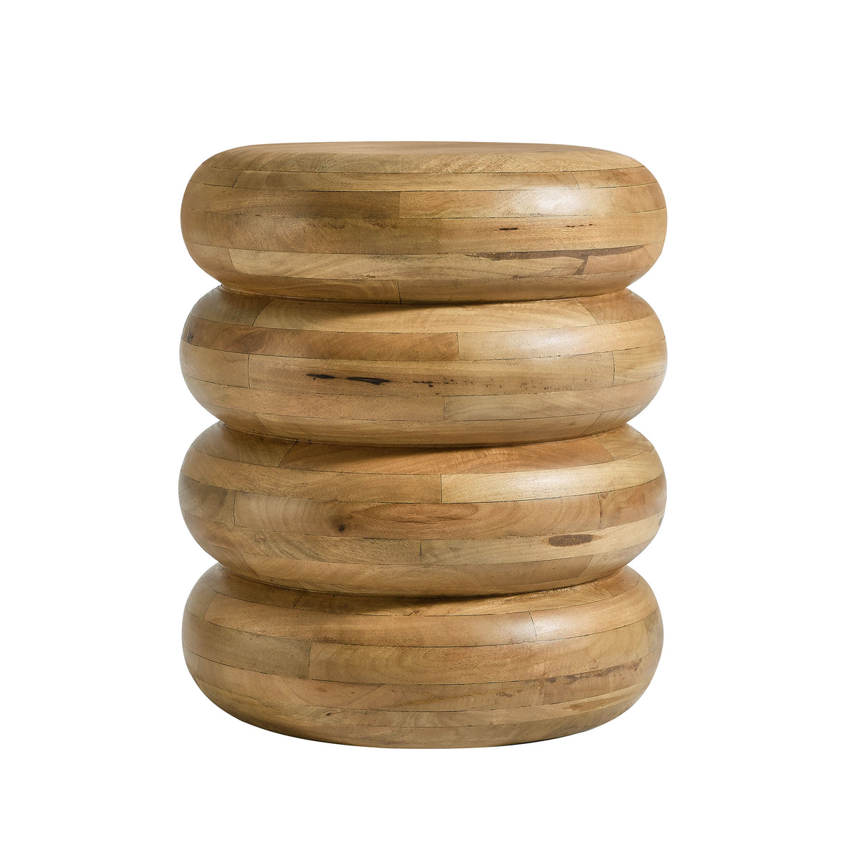 Ellery Round Stacked Wood Side Table - Natural