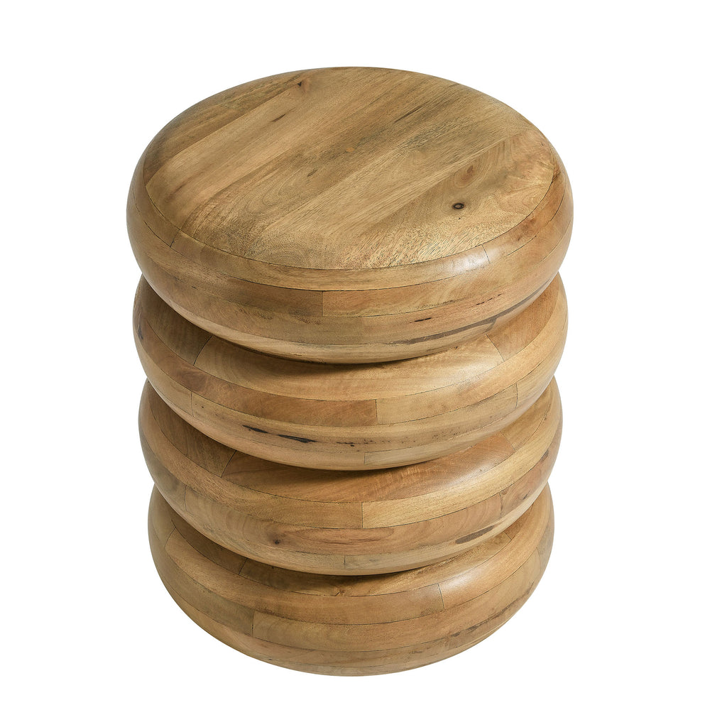 Ellery Round Stacked Wood Side Table - Natural