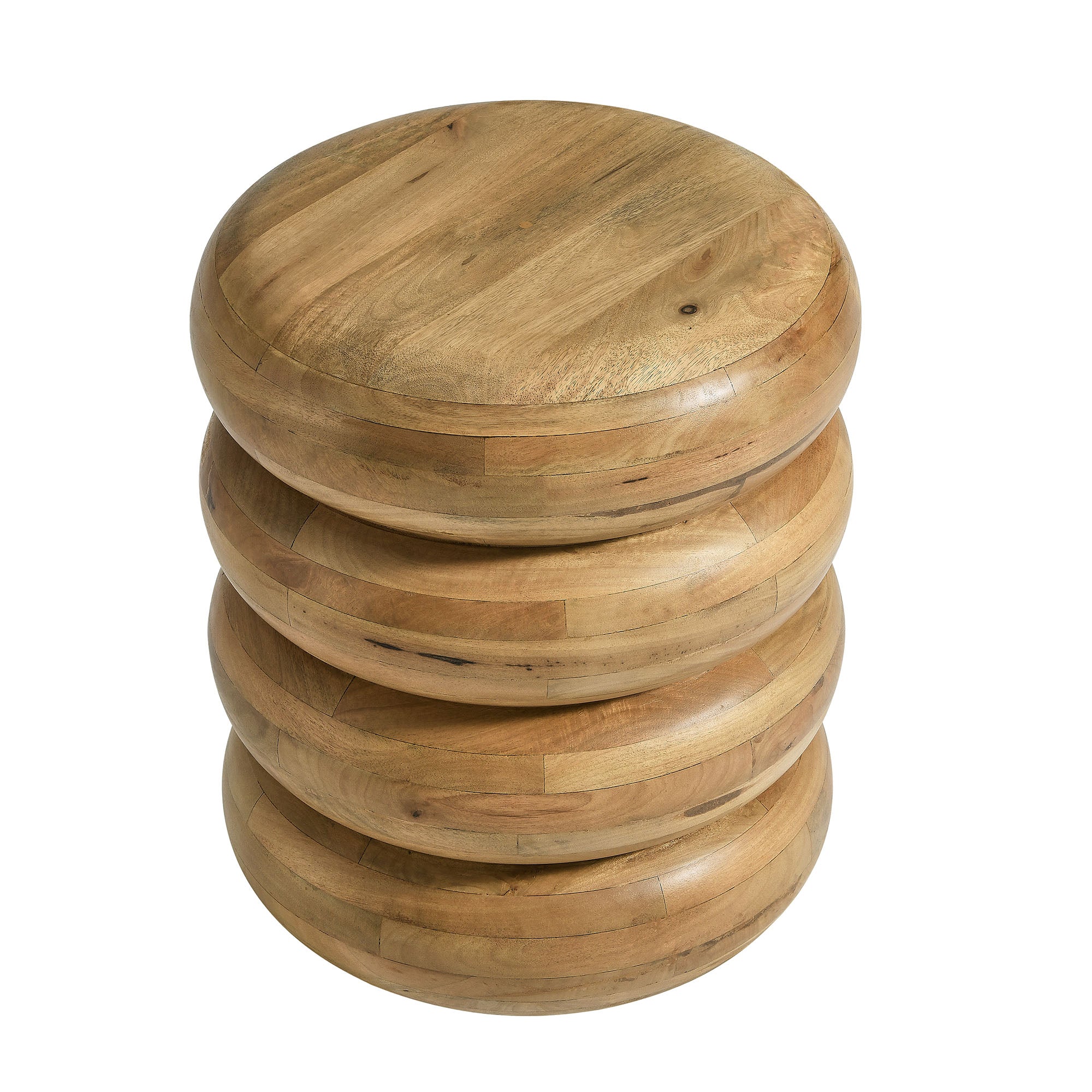 Ellery Round Stacked Wood Side Table - Natural