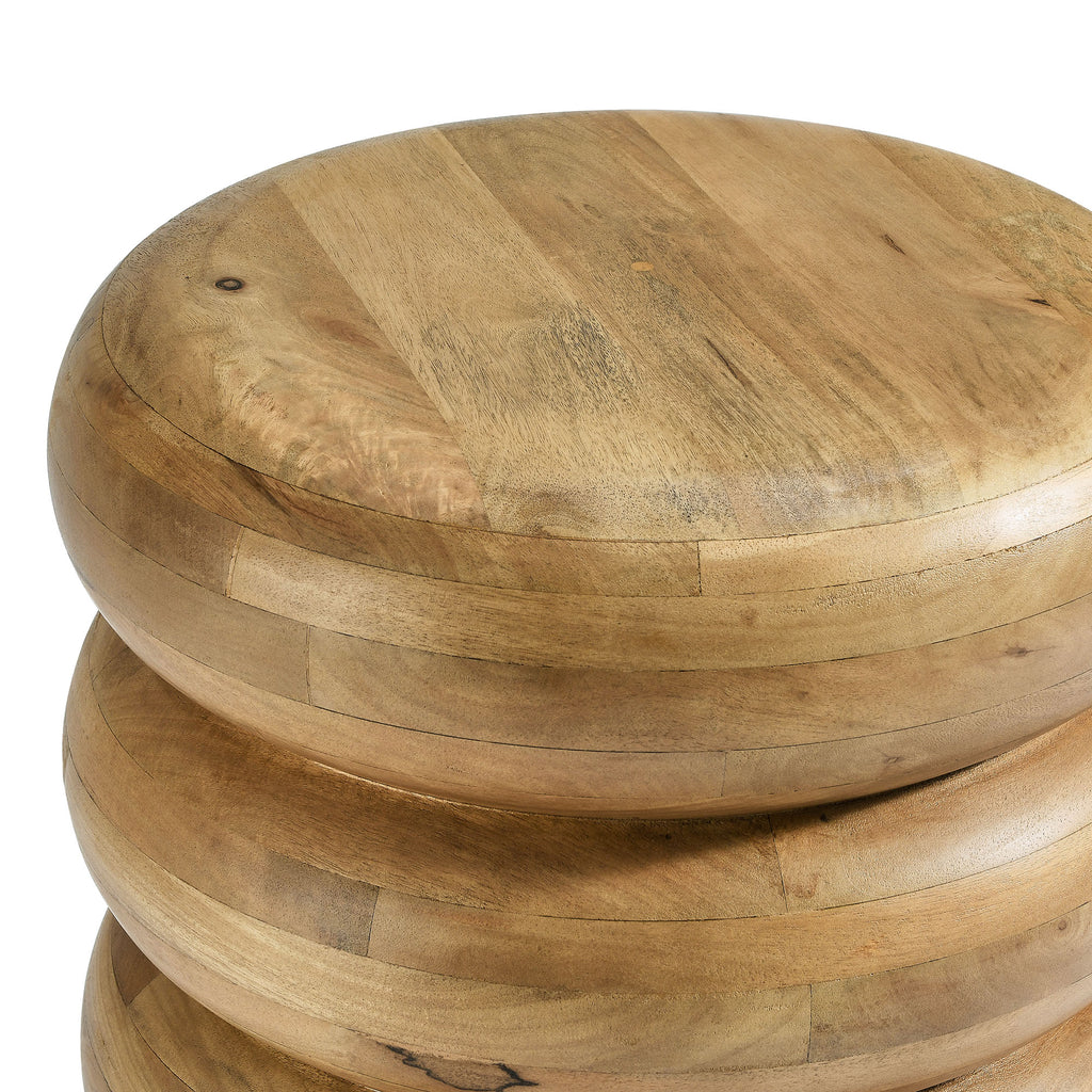Ellery Round Stacked Wood Side Table - Natural