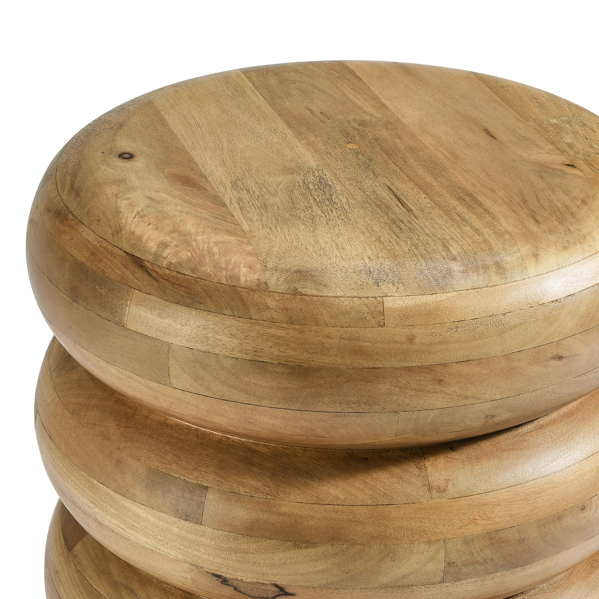 Ellery Round Stacked Wood Side Table - Natural