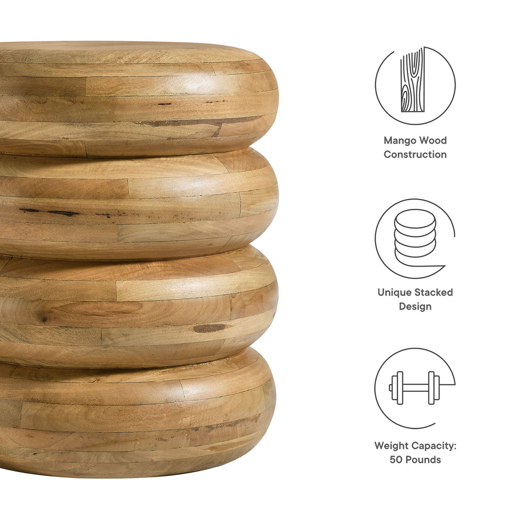 Ellery Round Stacked Wood Side Table - Natural