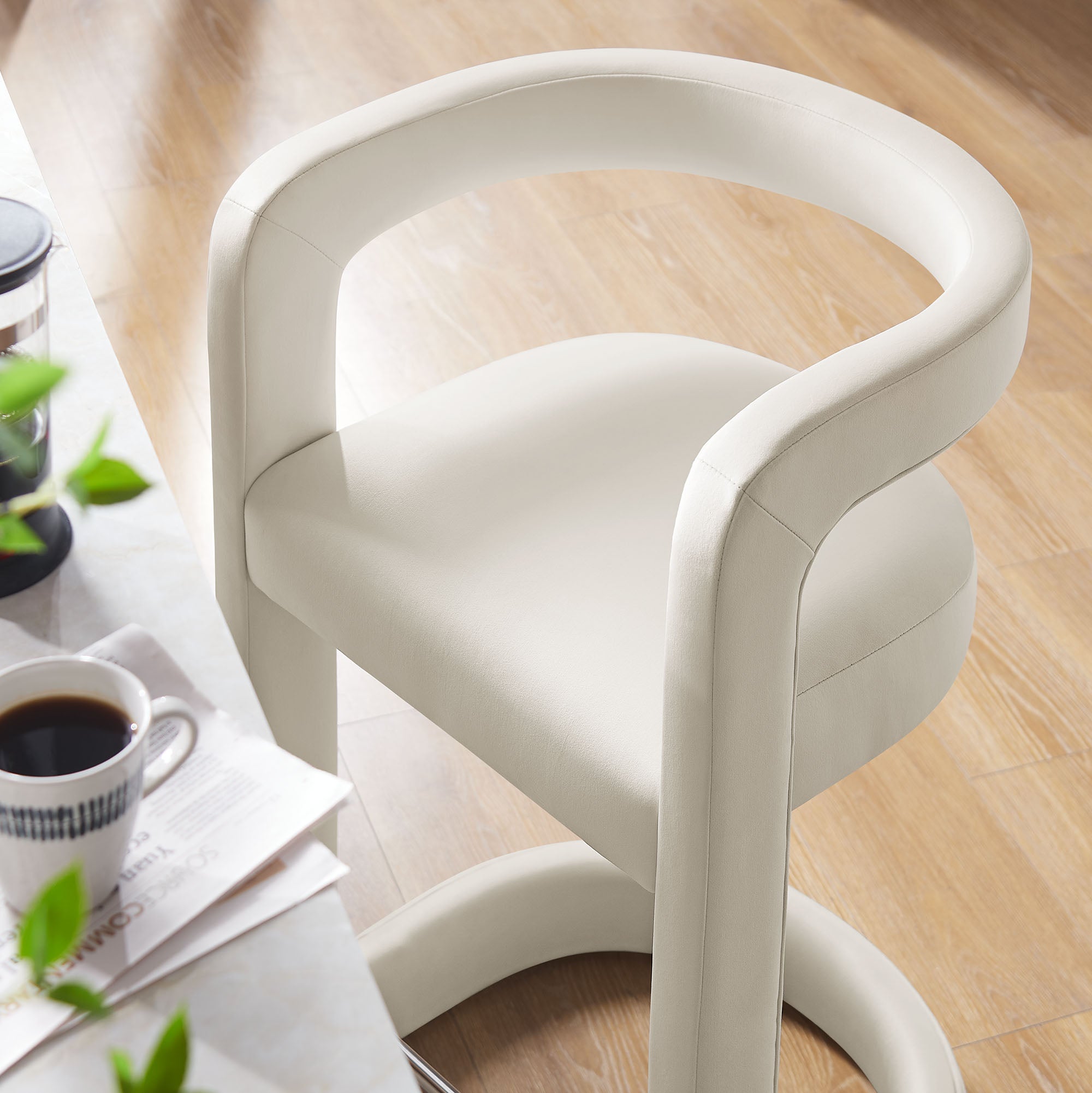 Winslow Performance Velvet Counter Stool - Alabaster