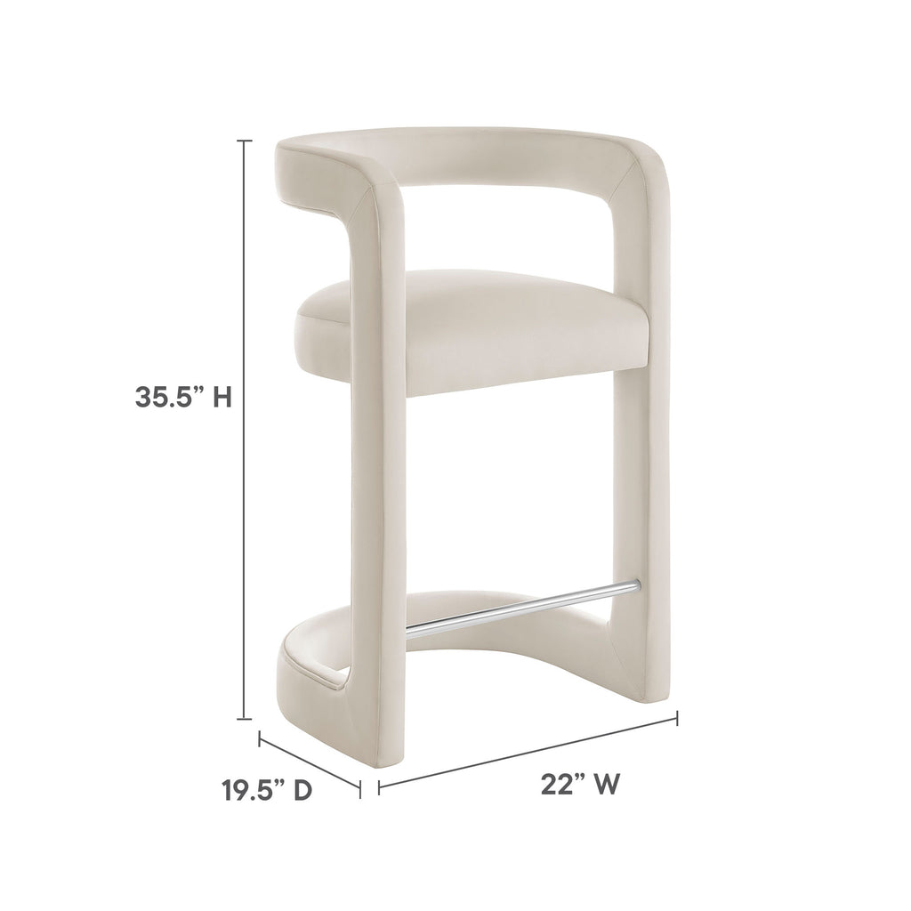 Winslow Performance Velvet Counter Stool - Alabaster