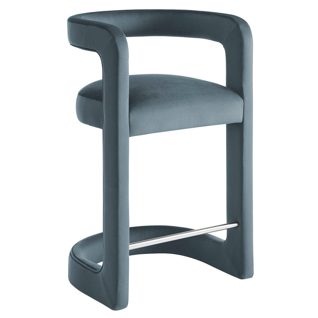 Winslow Performance Velvet Counter Stool - Cadet Blue
