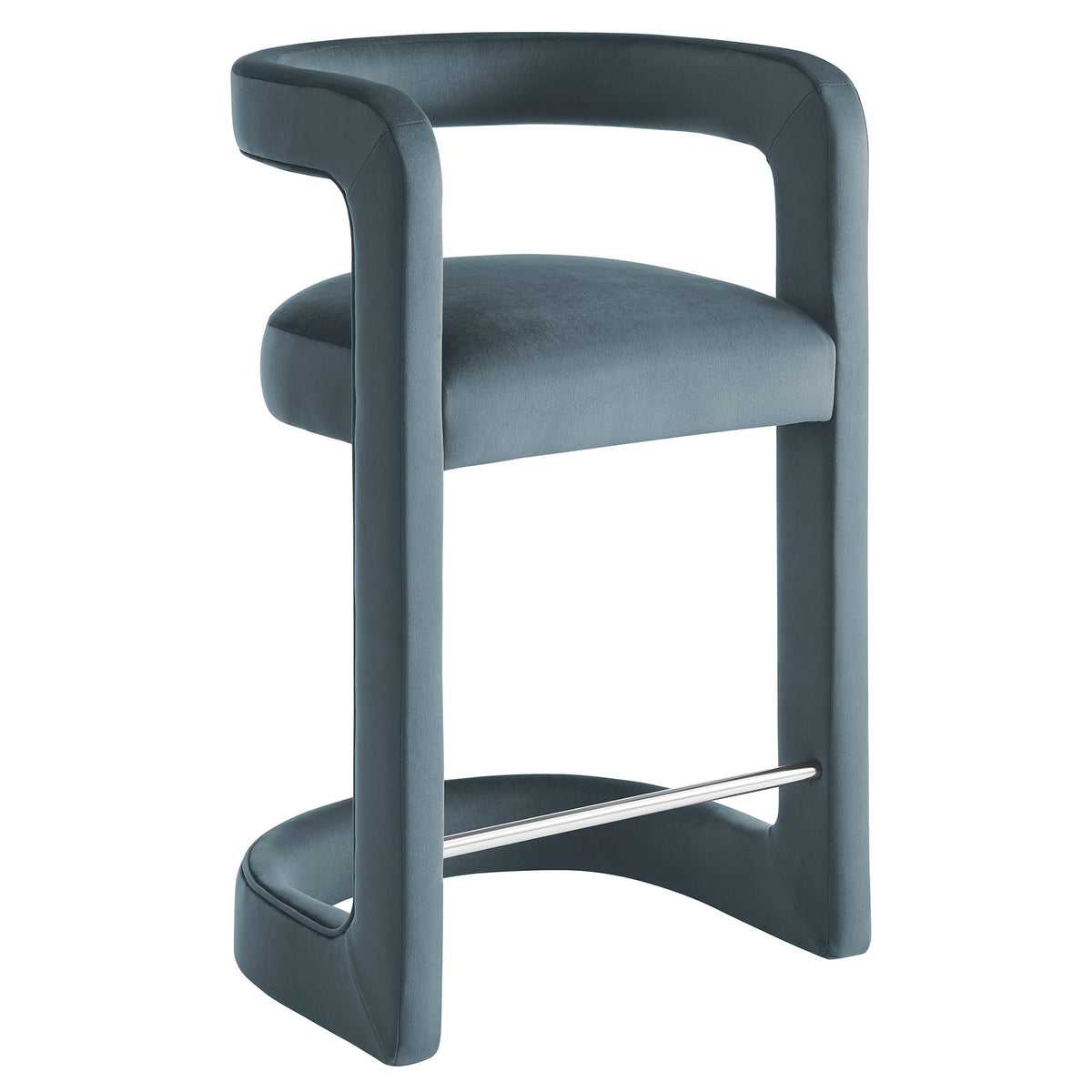 Winslow Performance Velvet Counter Stool - Cadet Blue