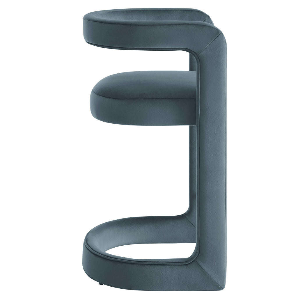Winslow Performance Velvet Counter Stool - Cadet Blue