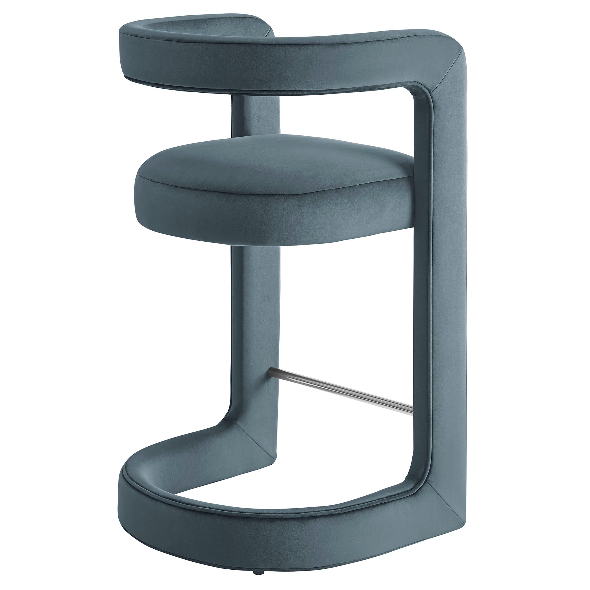Winslow Performance Velvet Counter Stool - Cadet Blue