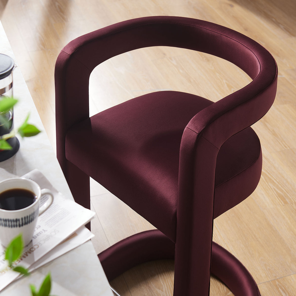 Winslow Performance Velvet Counter Stool - Mulberry