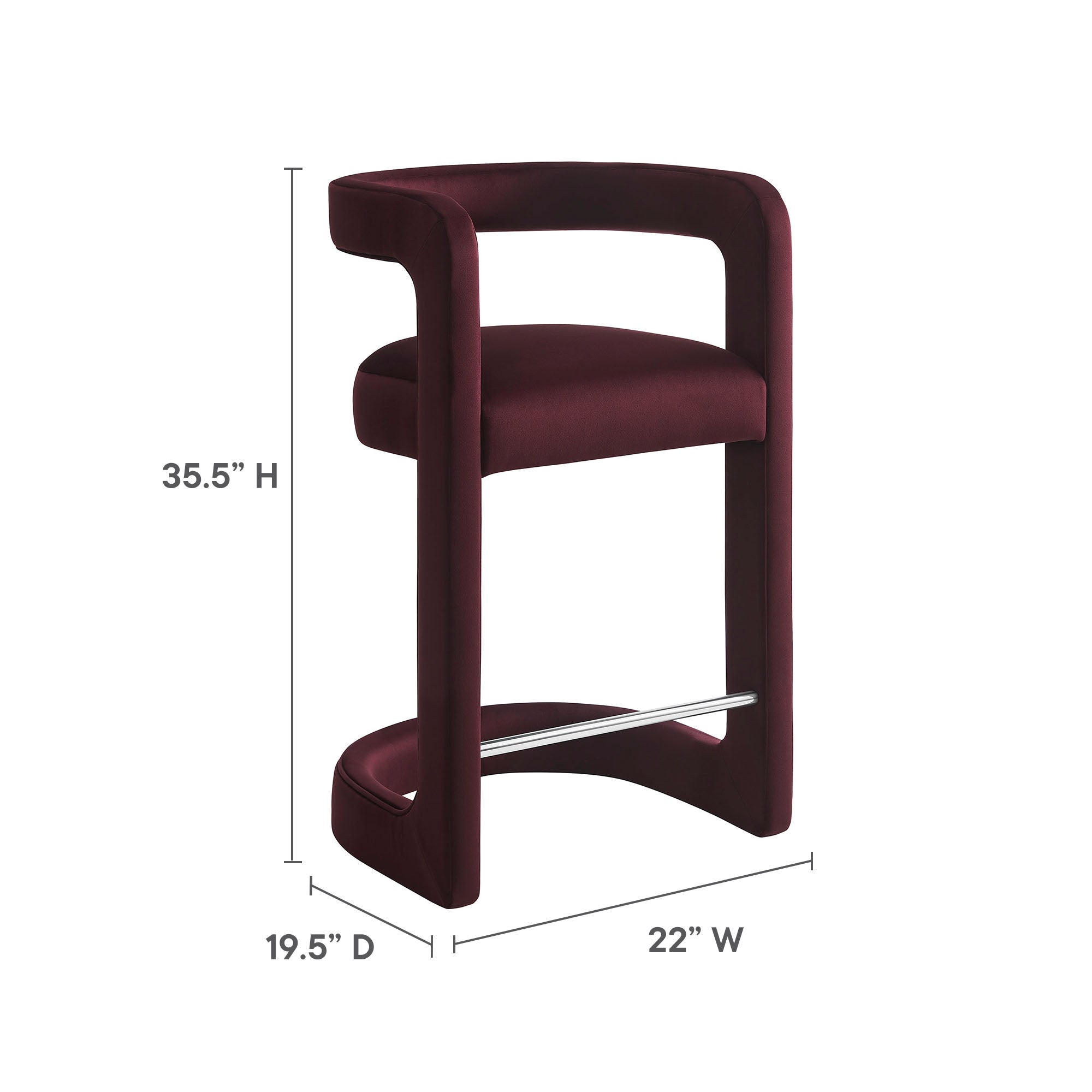 Winslow Performance Velvet Counter Stool - Mulberry