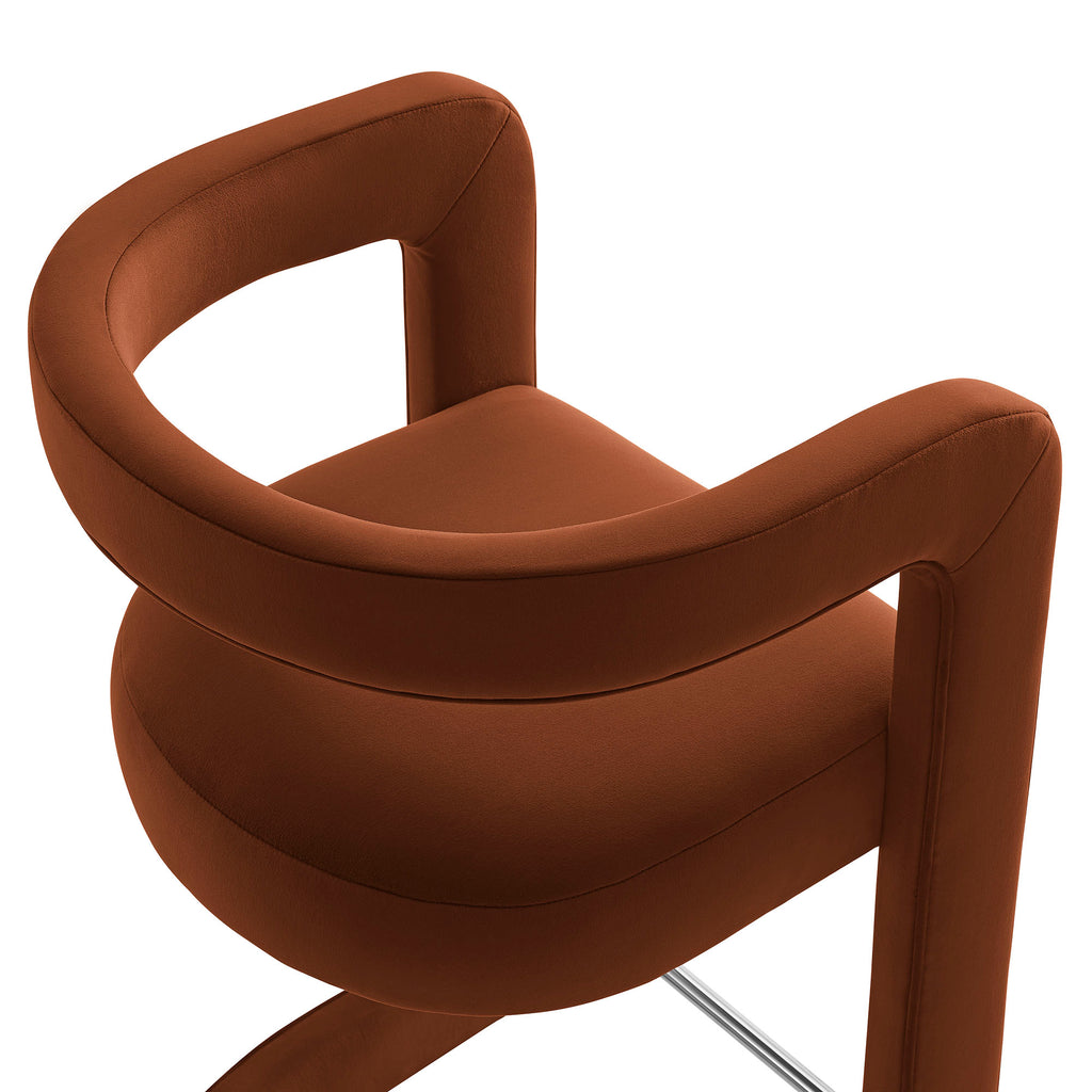 Winslow Performance Velvet Counter Stool - Rust
