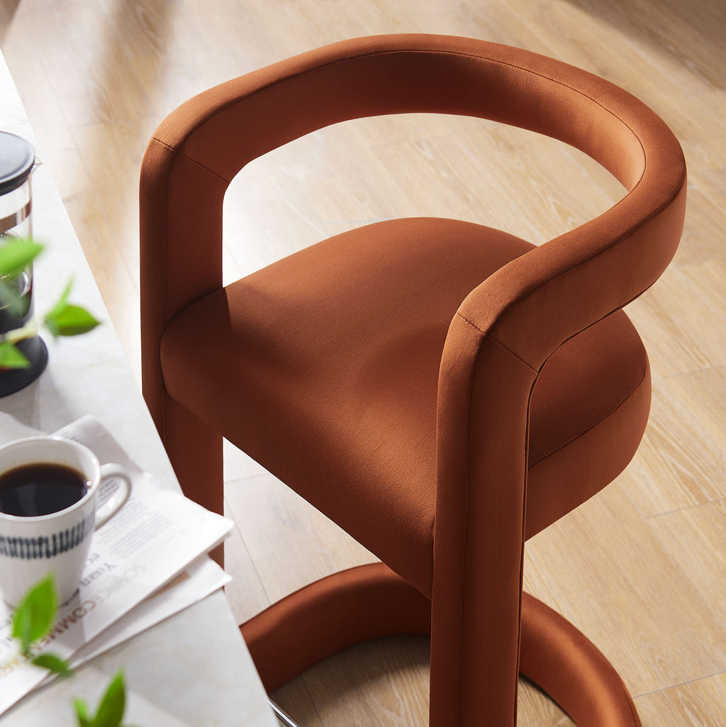 Winslow Performance Velvet Counter Stool - Rust
