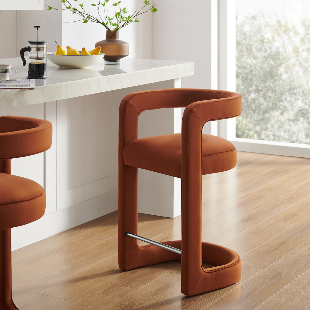 Winslow Performance Velvet Counter Stool - Rust