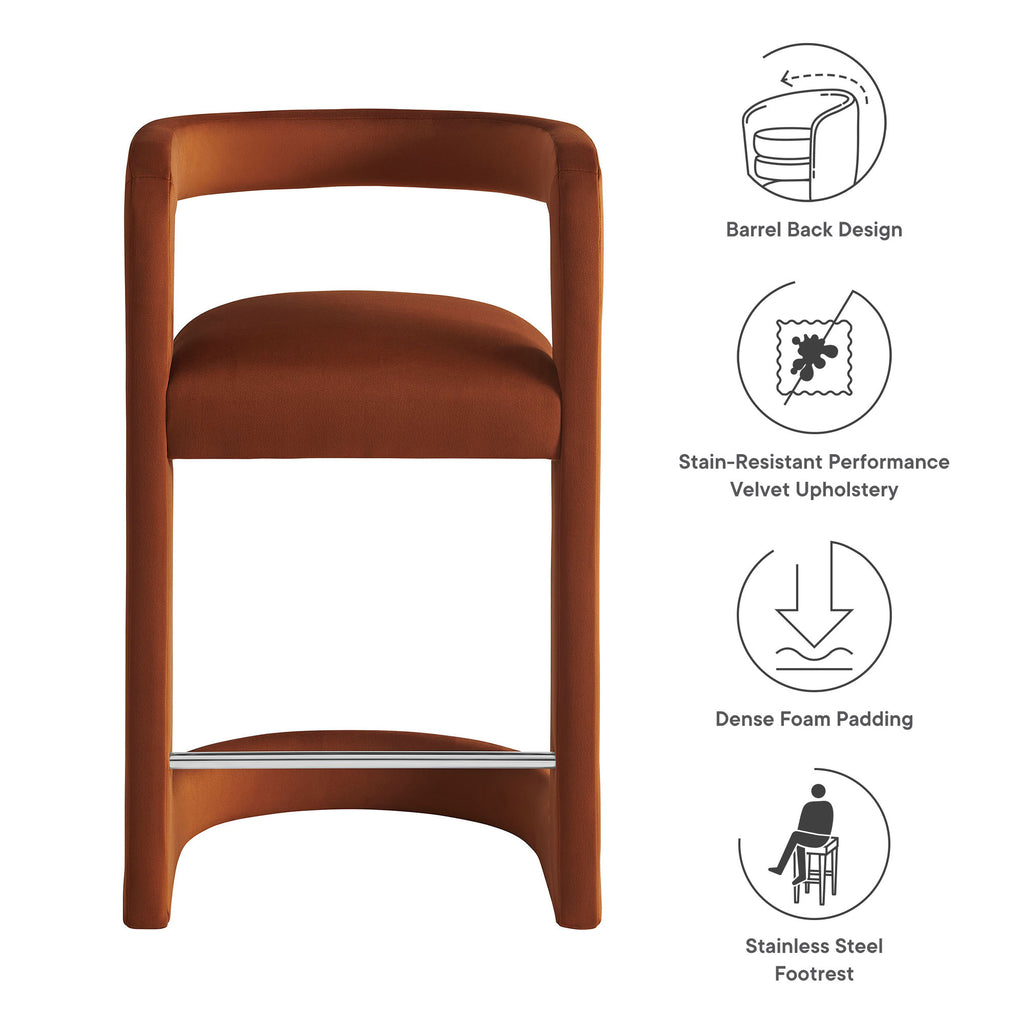Winslow Performance Velvet Counter Stool - Rust