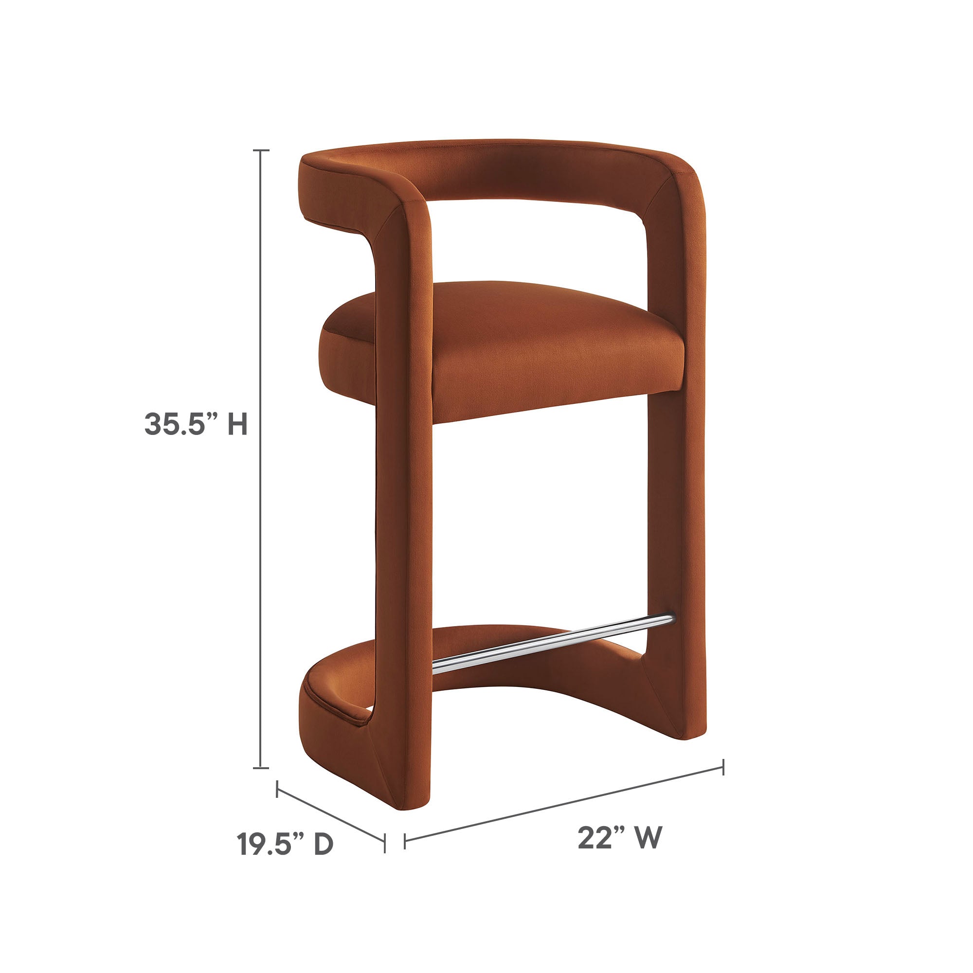 Winslow Performance Velvet Counter Stool - Rust