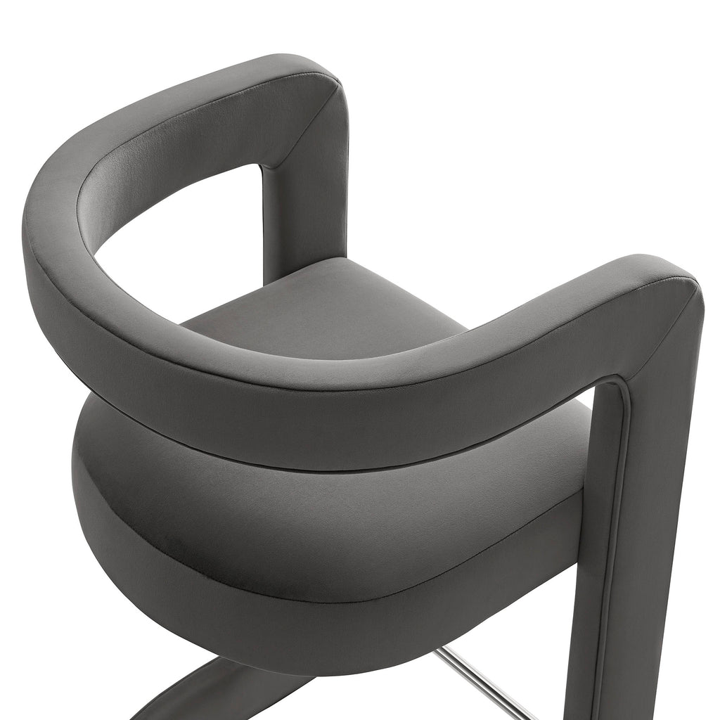 Winslow Performance Velvet Counter Stool - Storm Gray