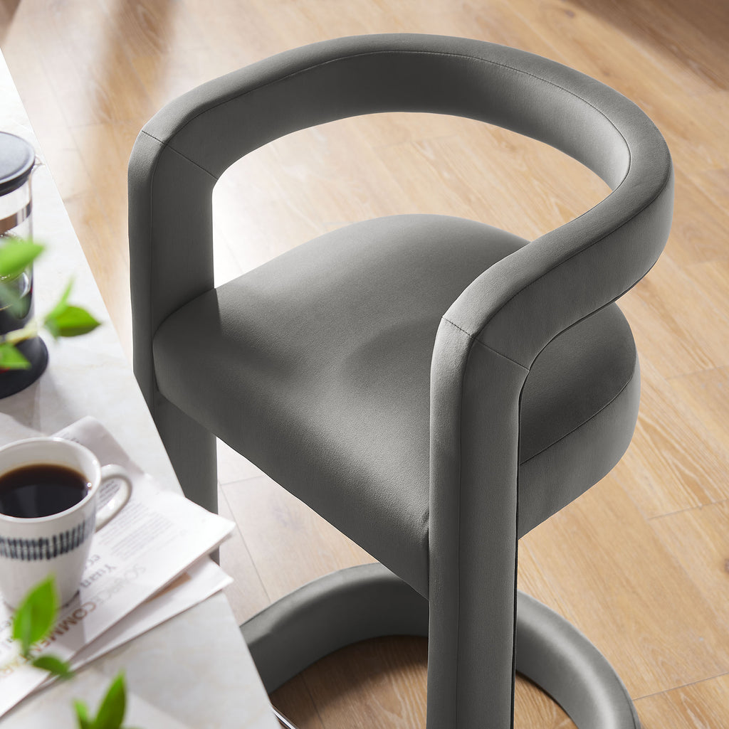 Winslow Performance Velvet Counter Stool - Storm Gray