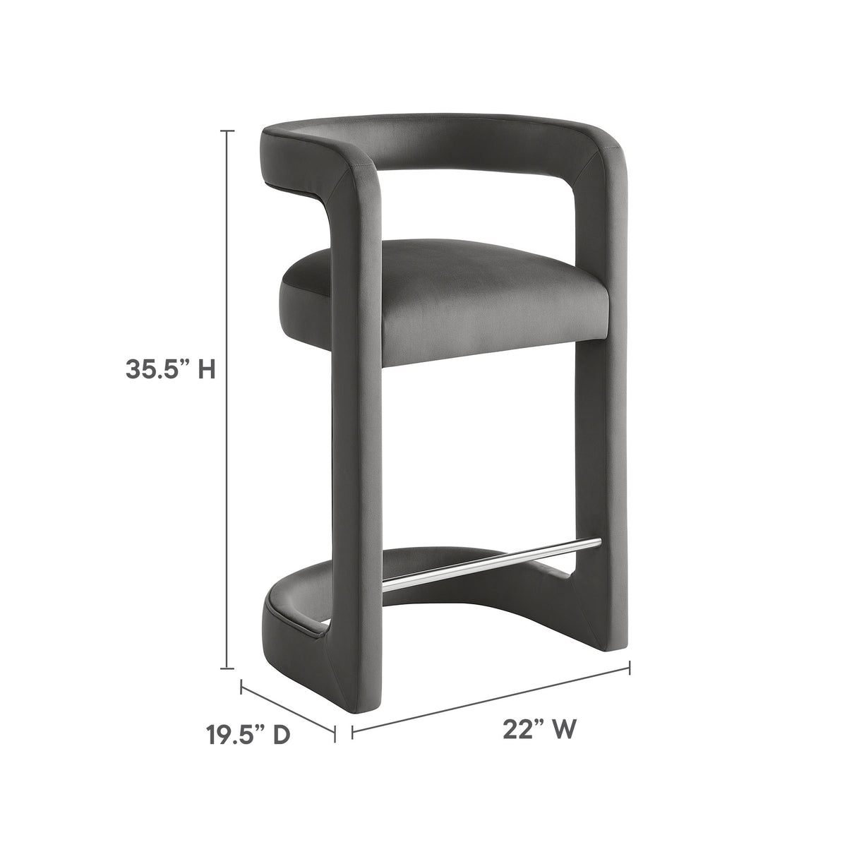 Winslow Performance Velvet Counter Stool - Storm Gray