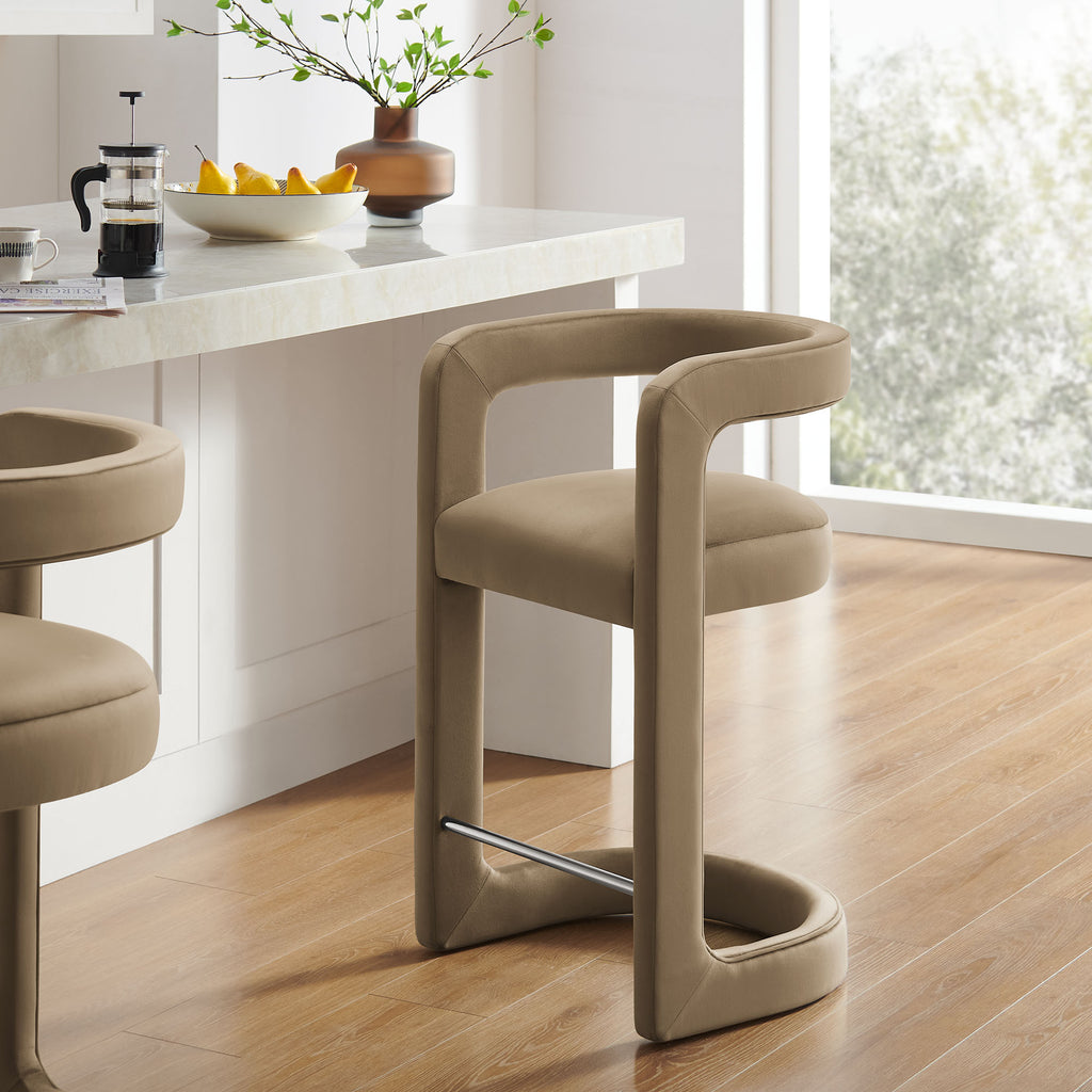 Winslow Performance Velvet Counter Stool - Taupe