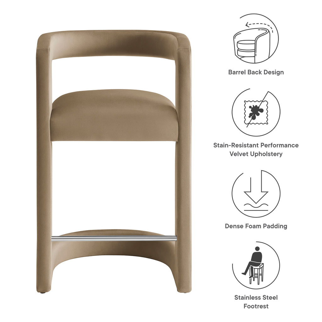 Winslow Performance Velvet Counter Stool - Taupe