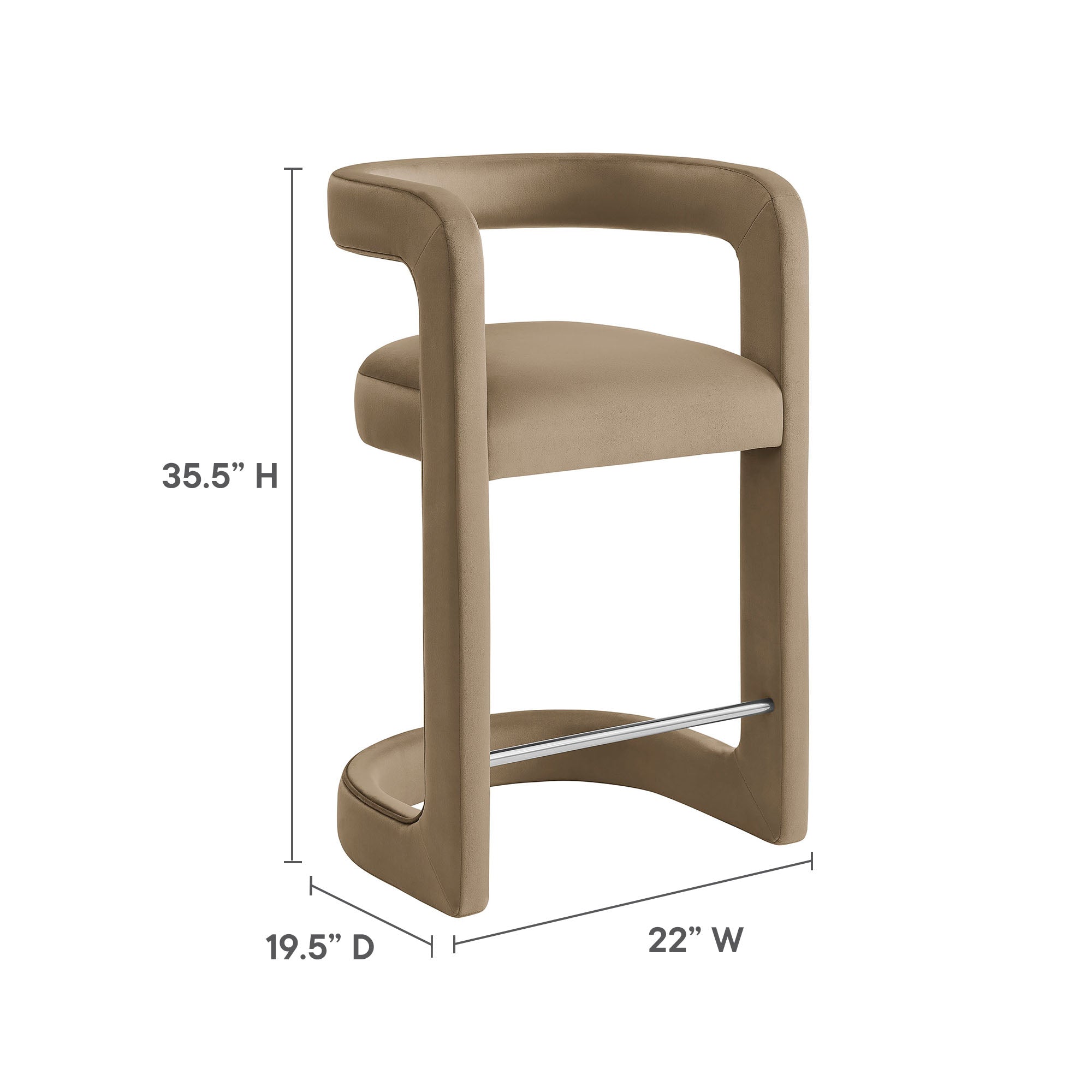 Winslow Performance Velvet Counter Stool - Taupe