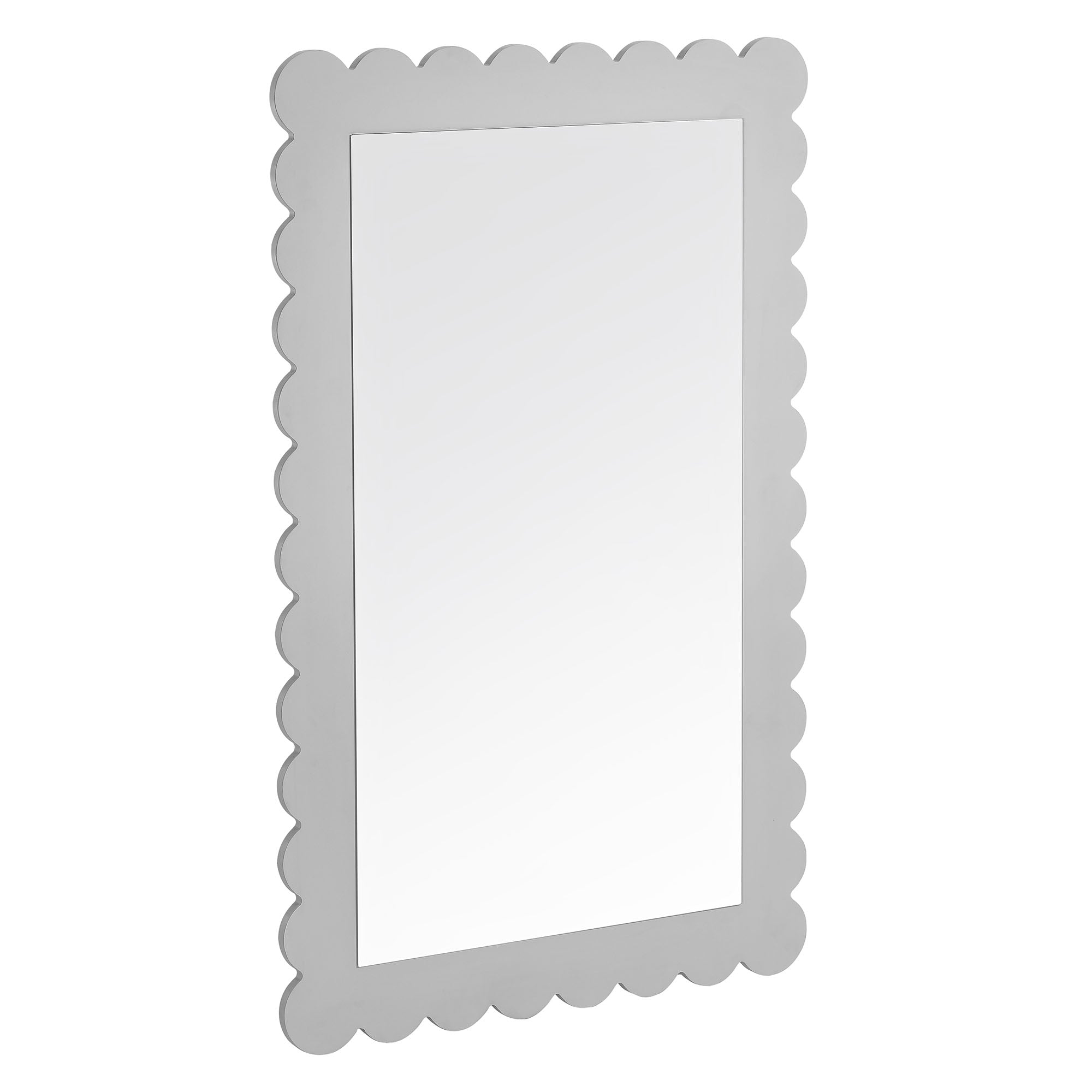 Emmeline Scalloped Rectangle Wall Mirror - Light Gray