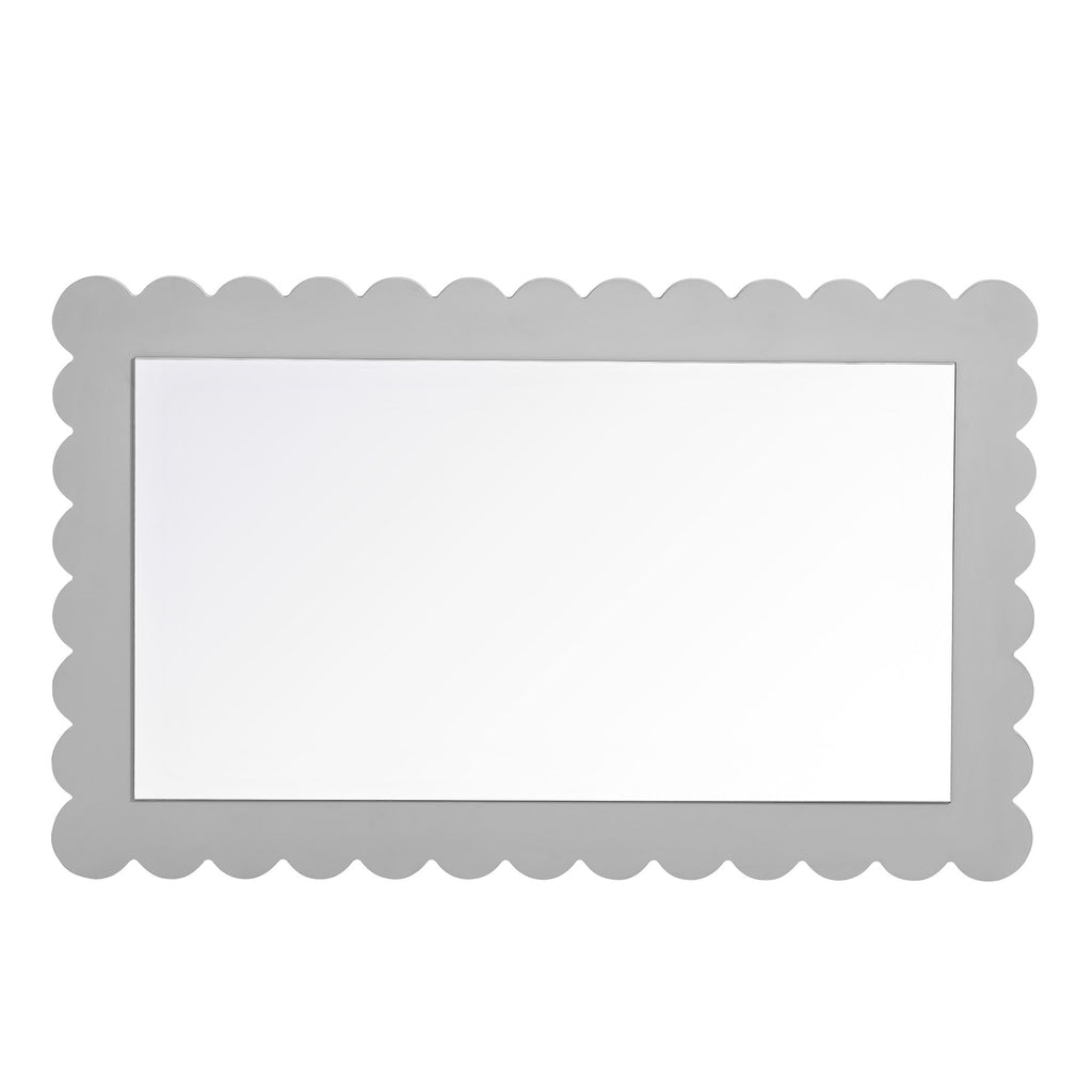 Emmeline Scalloped Rectangle Wall Mirror - Light Gray