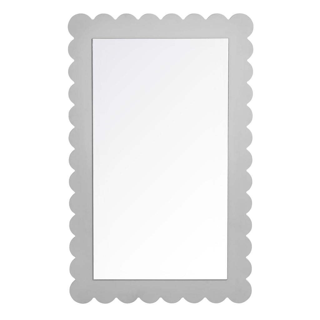 Emmeline Scalloped Rectangle Wall Mirror - Light Gray