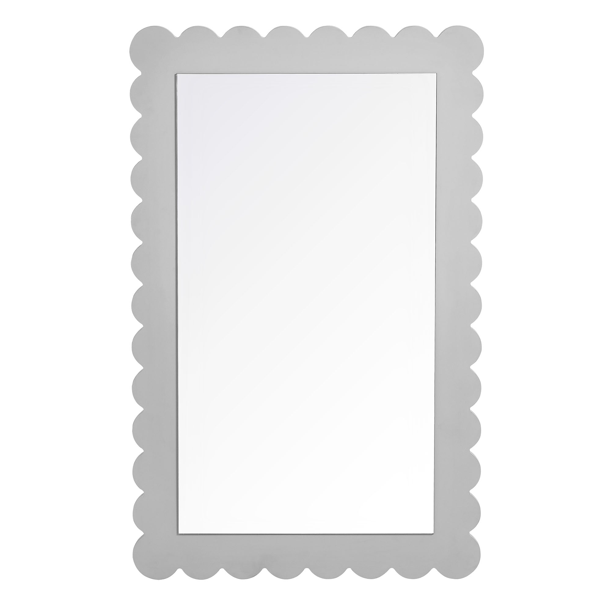 Emmeline Scalloped Rectangle Wall Mirror - Light Gray