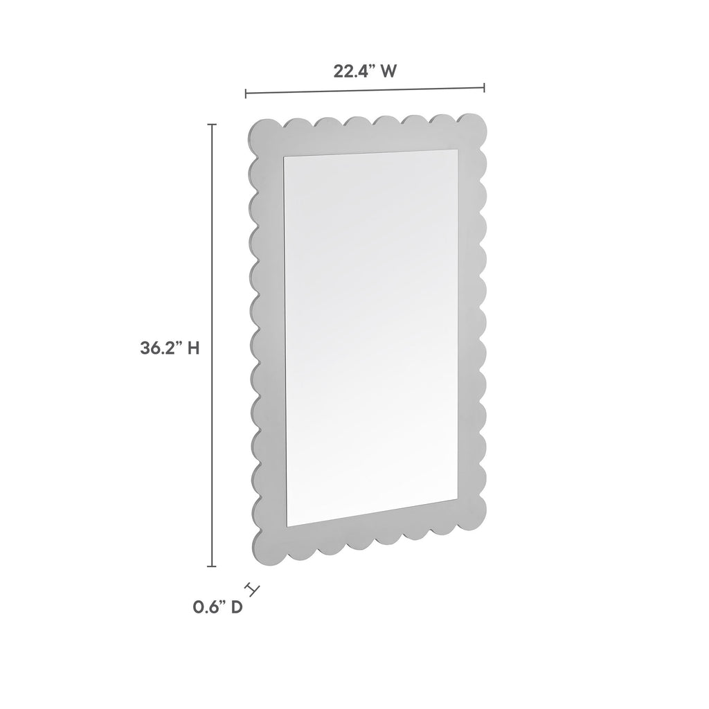 Emmeline Scalloped Rectangle Wall Mirror - Light Gray