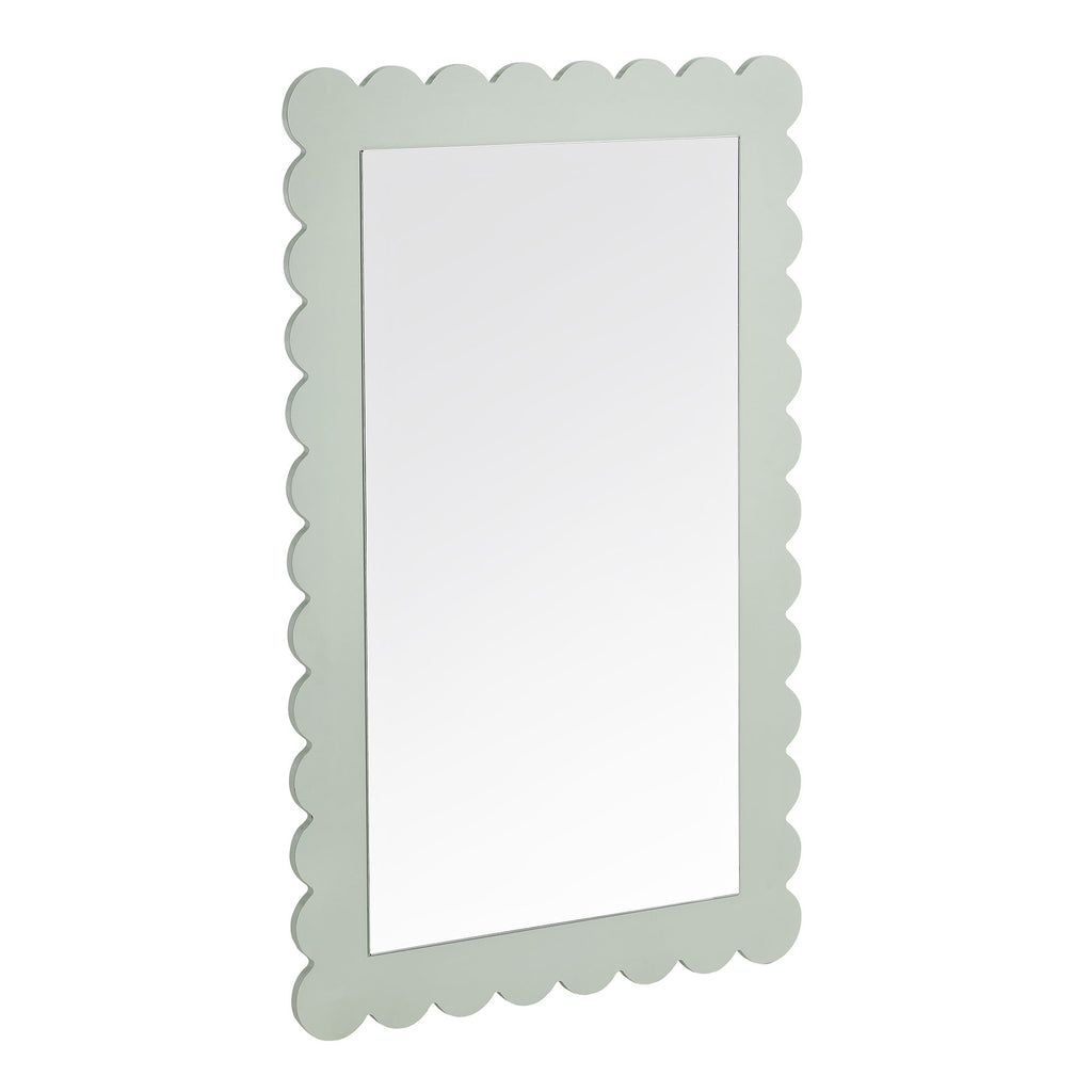 Emmeline Scalloped Rectangle Wall Mirror - Sage