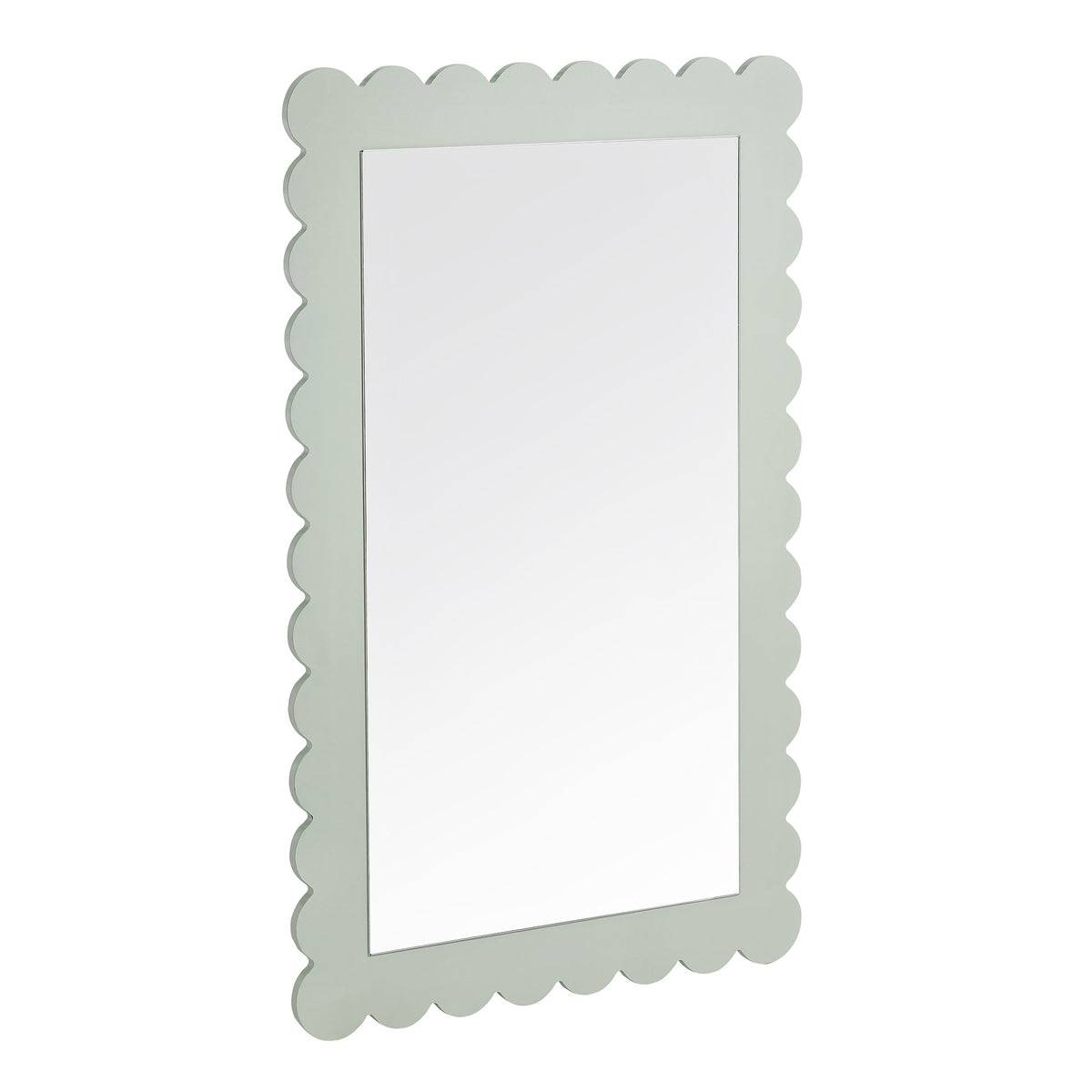 Emmeline Scalloped Rectangle Wall Mirror - Sage