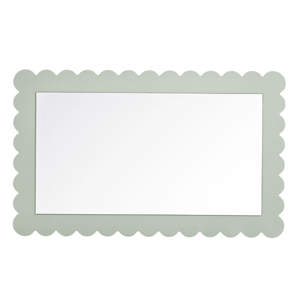Emmeline Scalloped Rectangle Wall Mirror - Sage