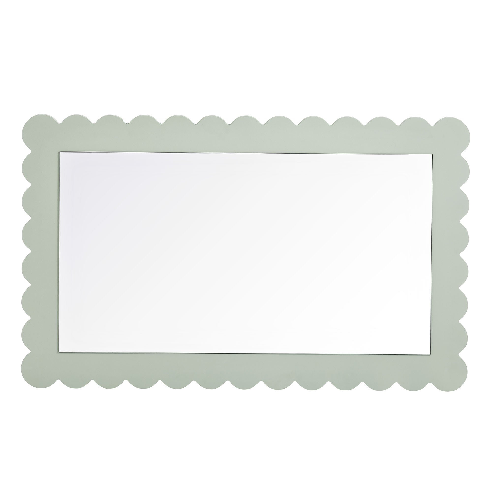 Emmeline Scalloped Rectangle Wall Mirror - Sage