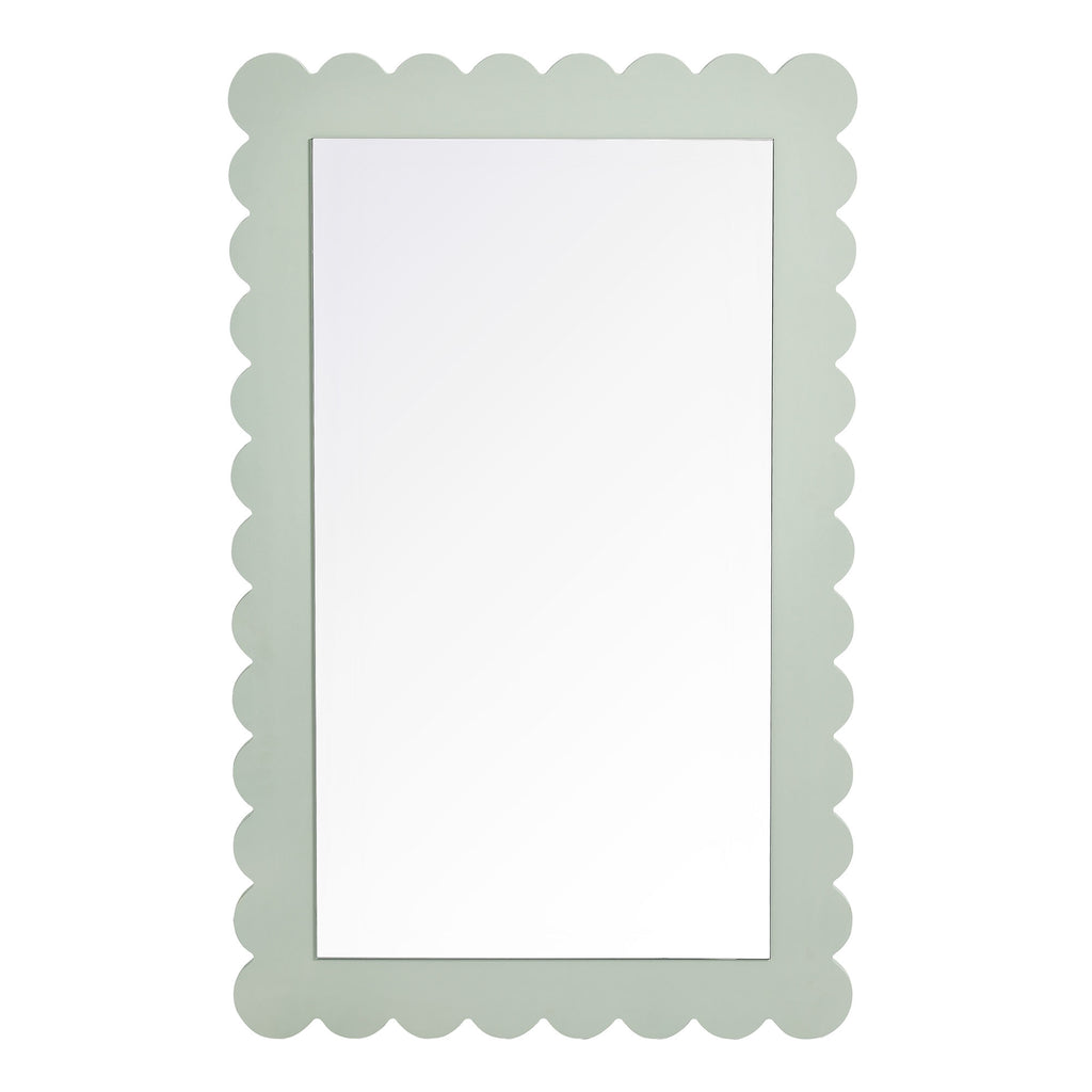 Emmeline Scalloped Rectangle Wall Mirror - Sage