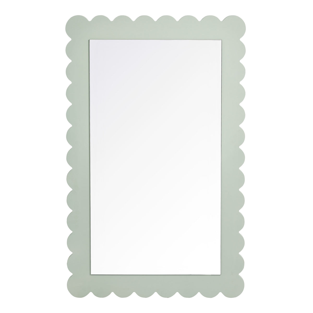 Emmeline Scalloped Rectangle Wall Mirror - Sage